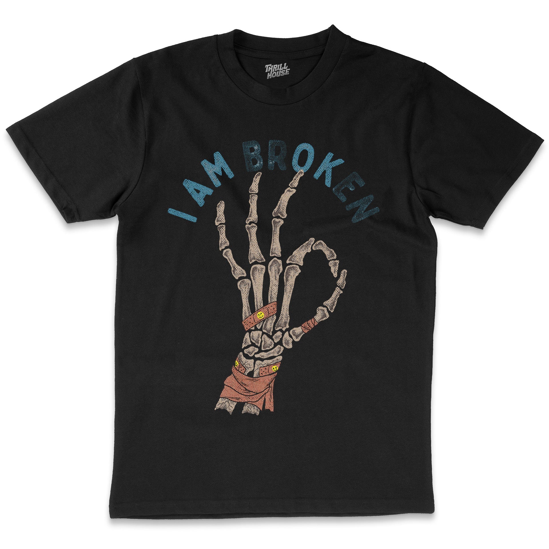 I Am BR(OK)EN Broken Funny Skeleton Dark Humour Cotton T-Shirt