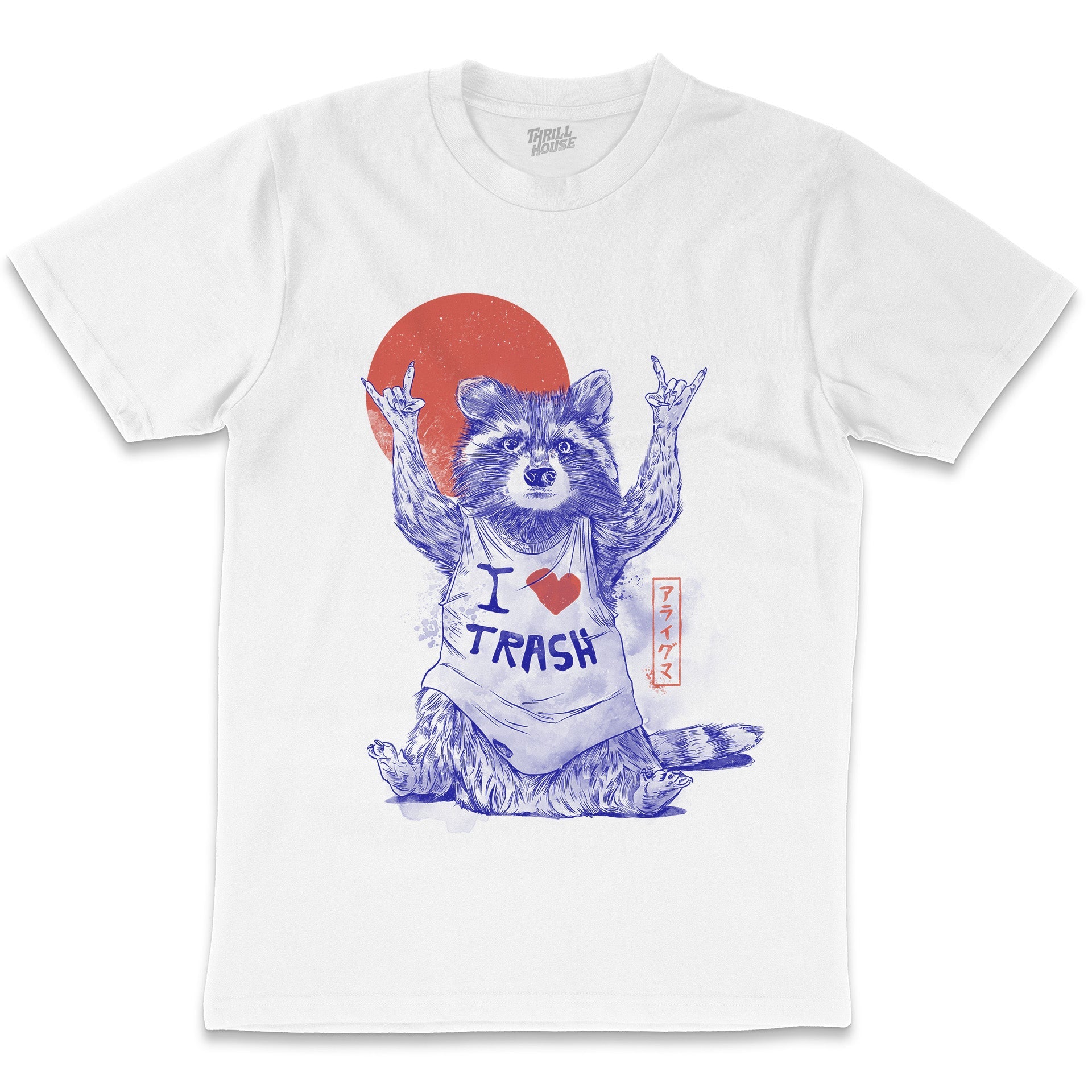 I Love Trash Raccoon Funny Animal Japan Japanese Cool Design Cotton T-Shirt