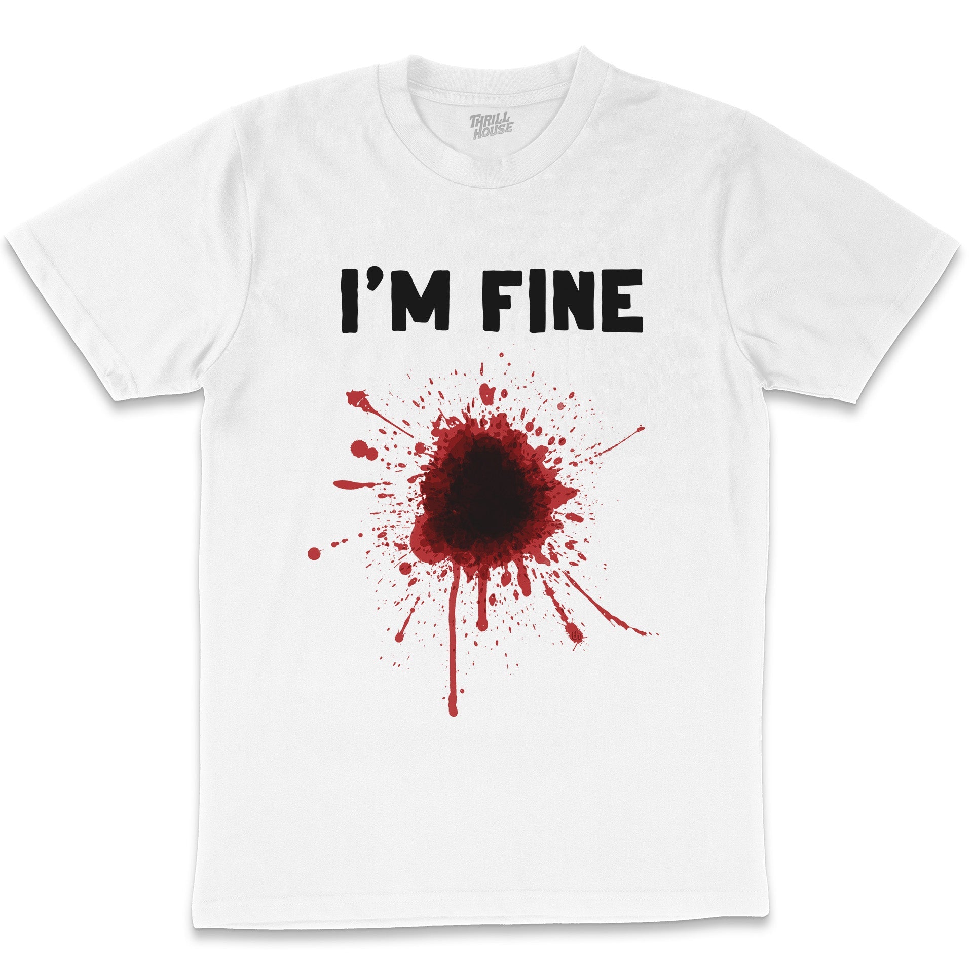 I'm Fine Shotgun Blast Funny Anxiety Mental Health Parody Cotton T-Shirt