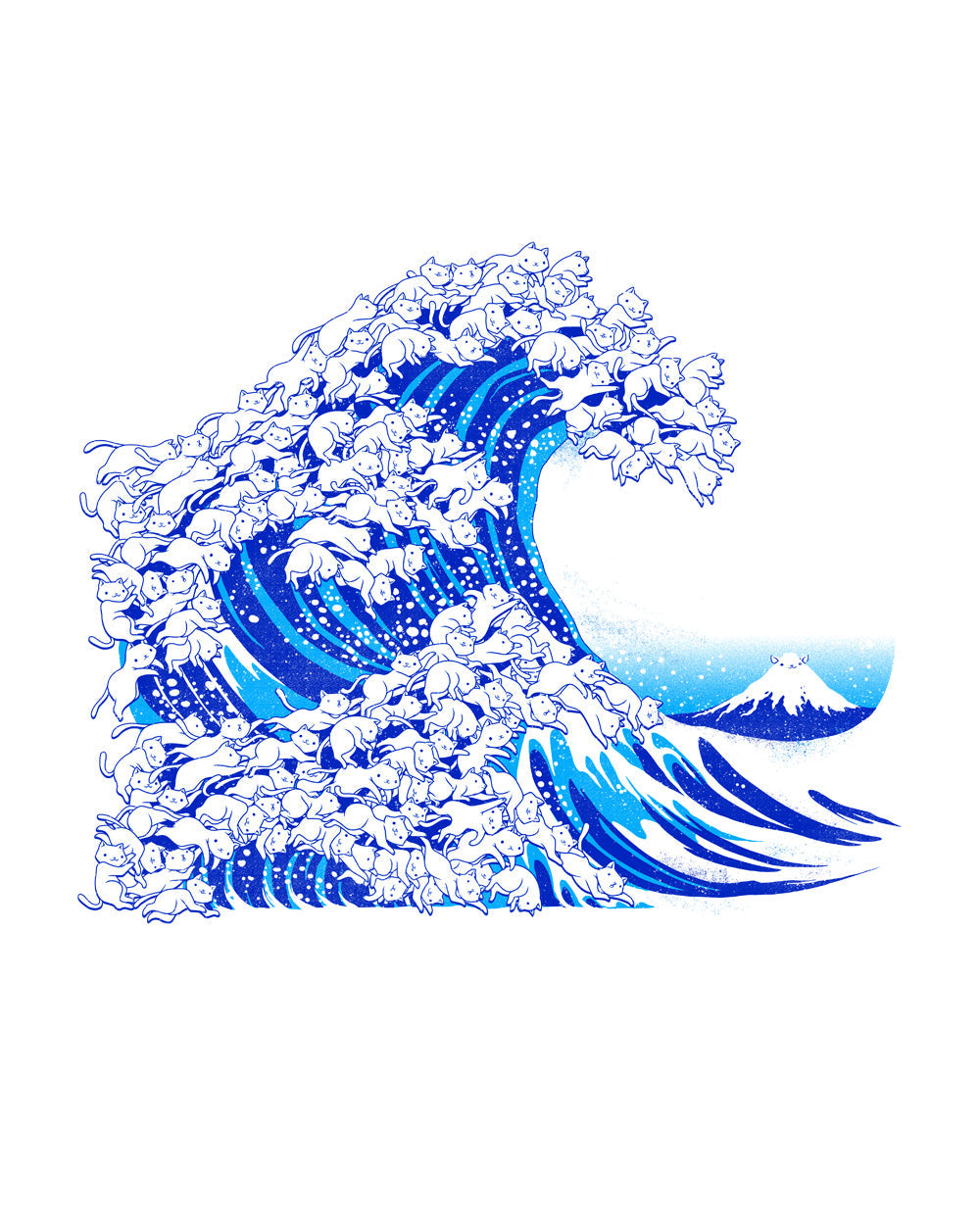 Kanagawa Cat Wave Great Wave Japanese Art Kitten Kitty Animal Artsy Cotton T-Shirt