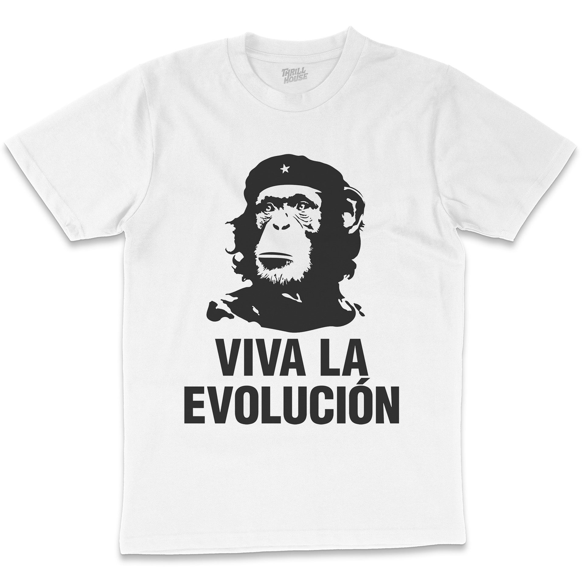 Marxist Evolution Funny Chimpanzee Monkey Che Guevara Parody Slogan Cotton T-Shirt
