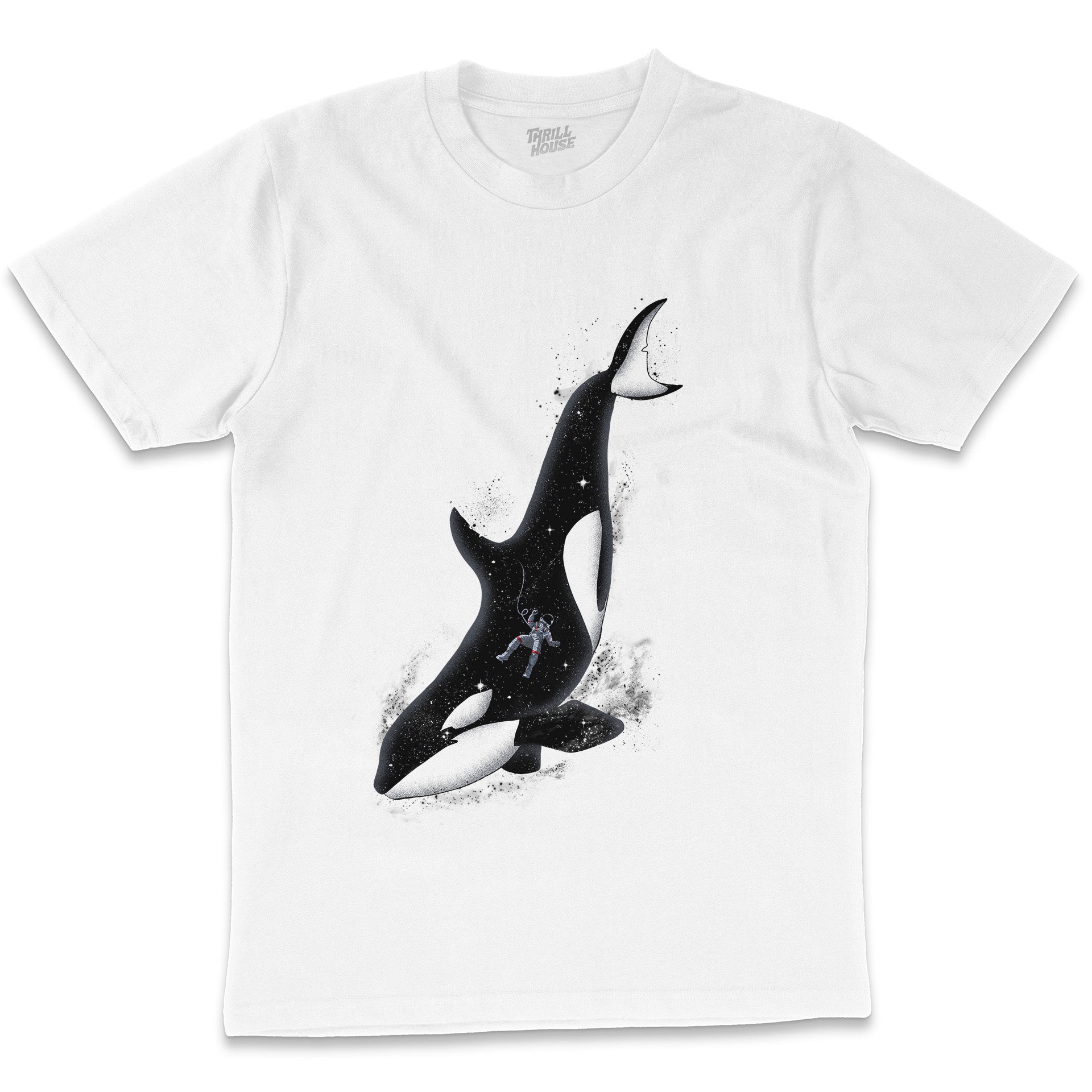 Meanwhile in a Whale Ocean Sea Animal Nature Astronaut Space Parody Artsy Cotton T-Shirt