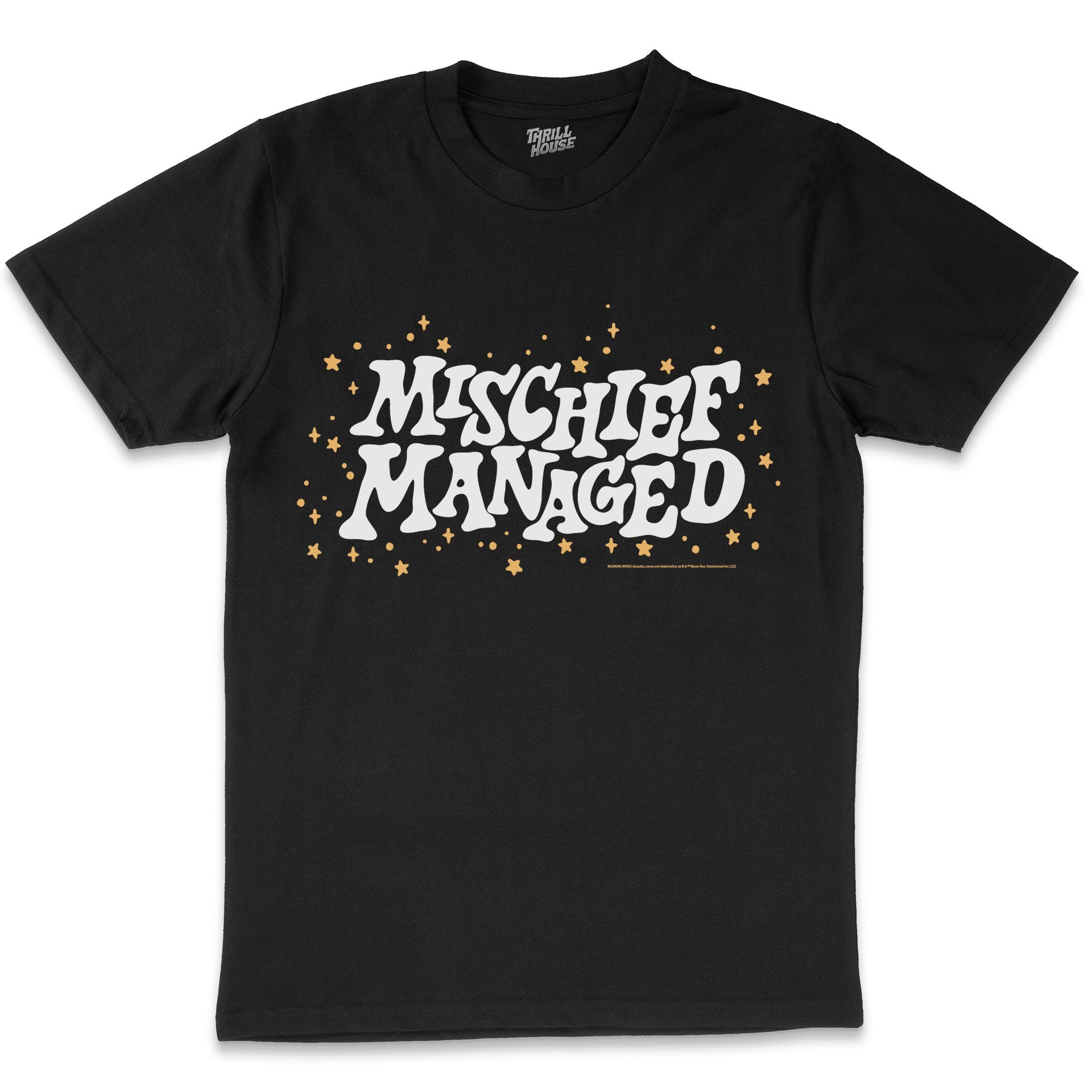 Harry Potter Mischief Managed Slogan Hogwarts Witchcraft Wizardry School Officially Licensed Cotton T-Shirt