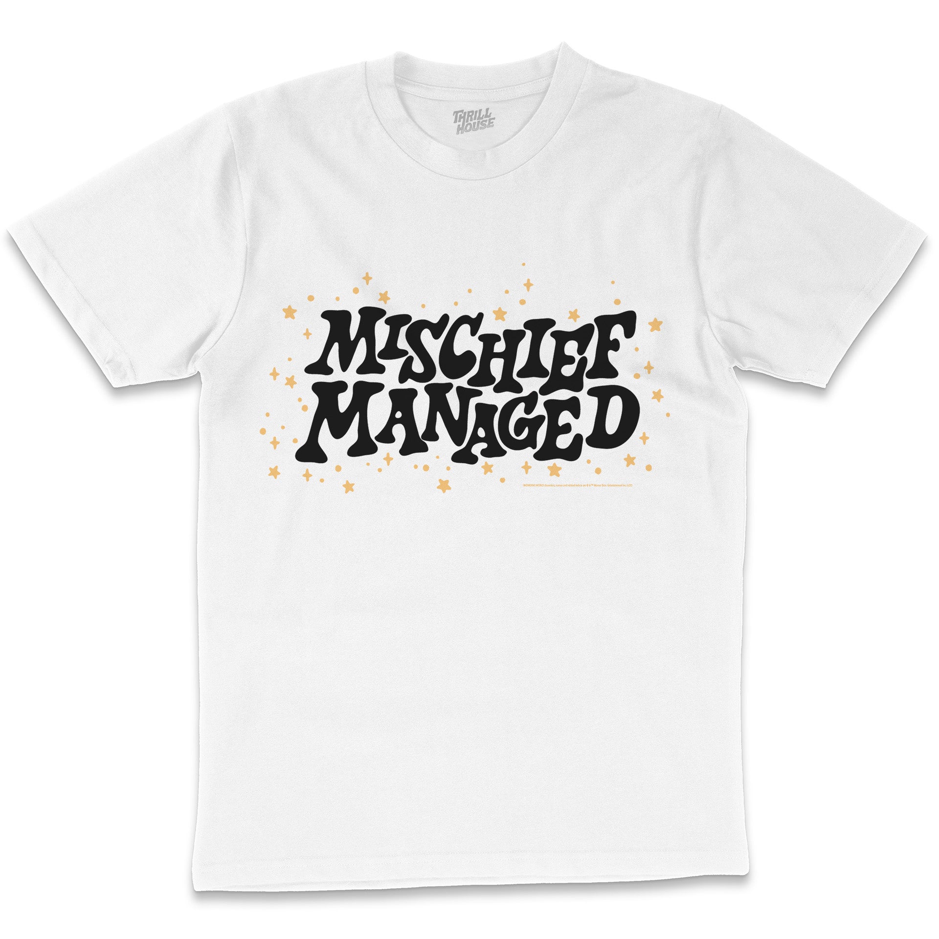 Harry Potter Mischief Managed Slogan Hogwarts Witchcraft Wizardry School Officially Licensed Cotton T-Shirt