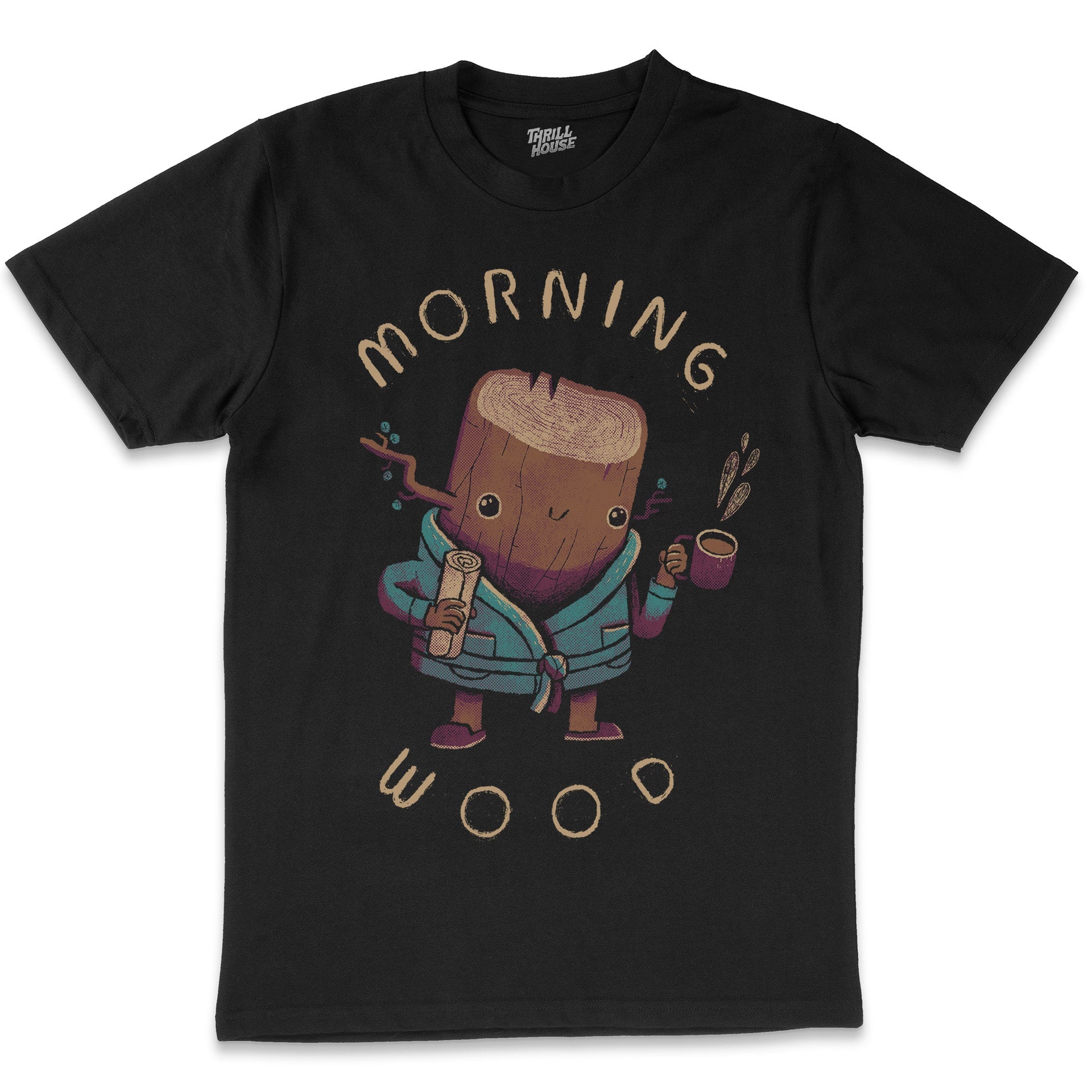 Morning Wood Funny Pun Rude Parody Cotton T-Shirt
