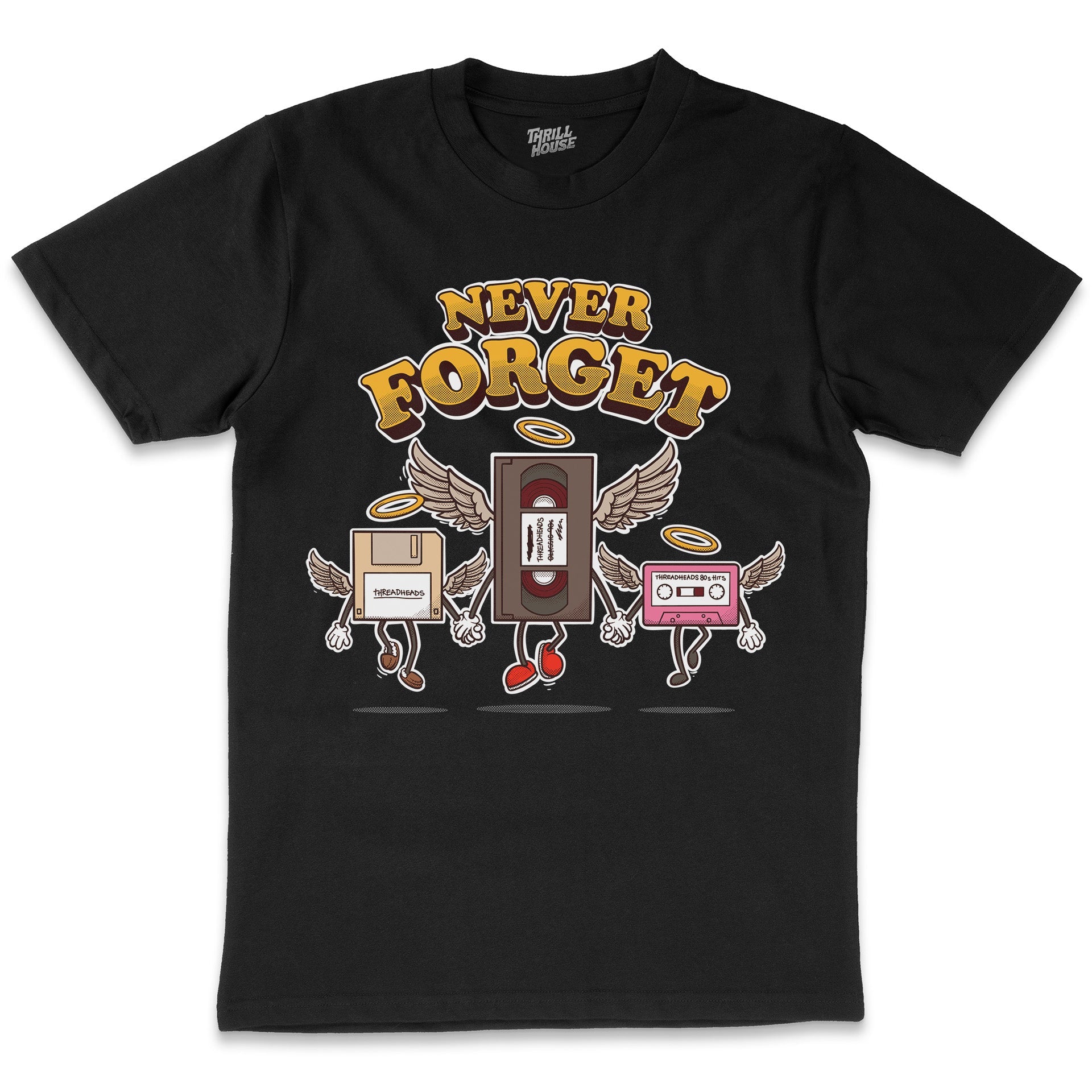 Never Forget Retro Vintage Technology Geek Nerd Computer Video 80s Cotton T-Shirt