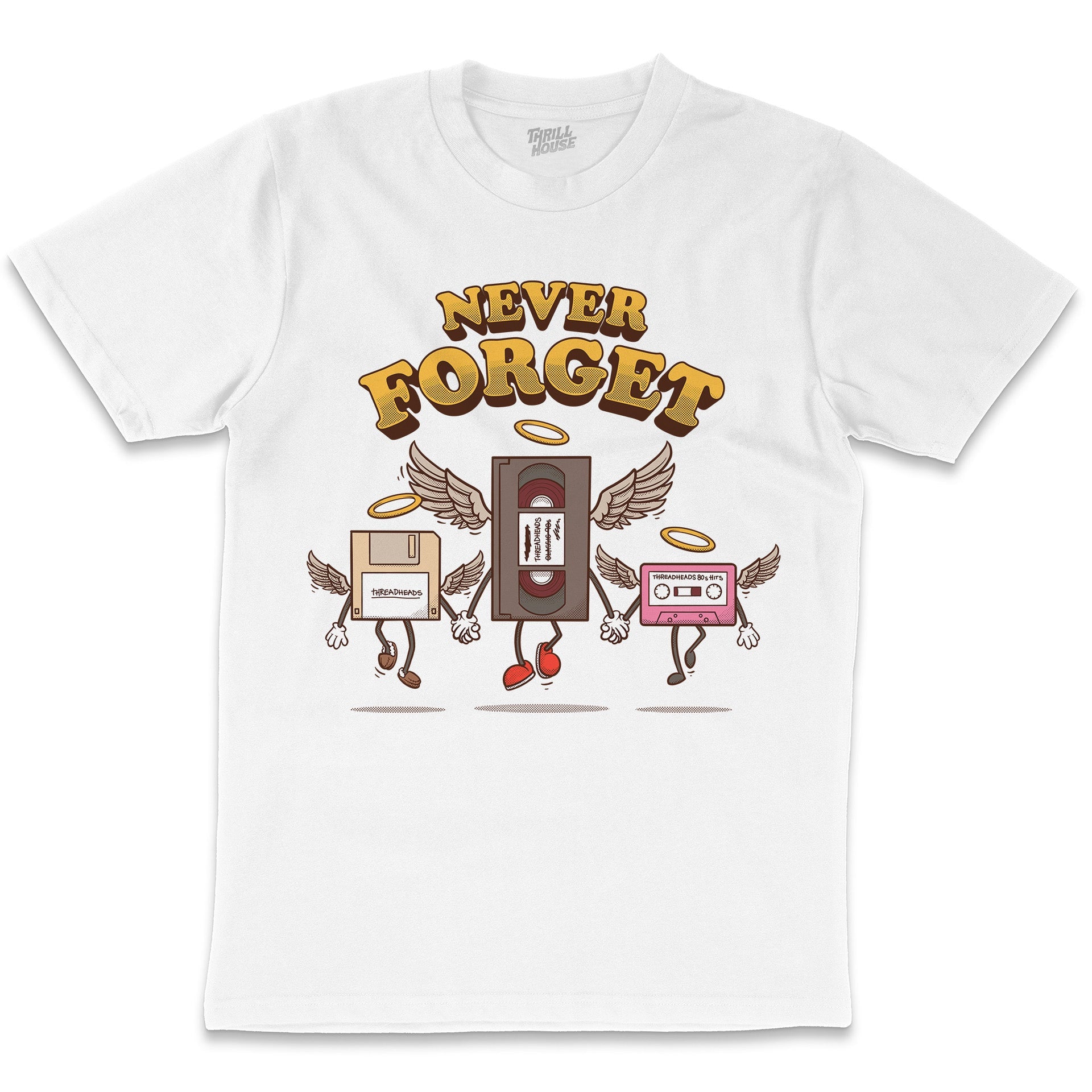 Never Forget Retro Vintage Technology Geek Nerd Computer Video 80s Cotton T-Shirt