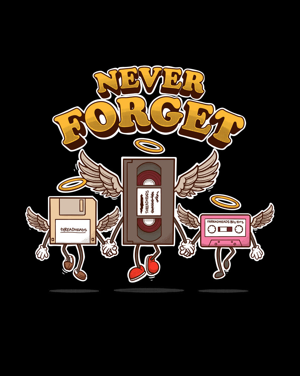 Never Forget Retro Vintage Technology Geek Nerd Computer Video 80s Cotton T-Shirt