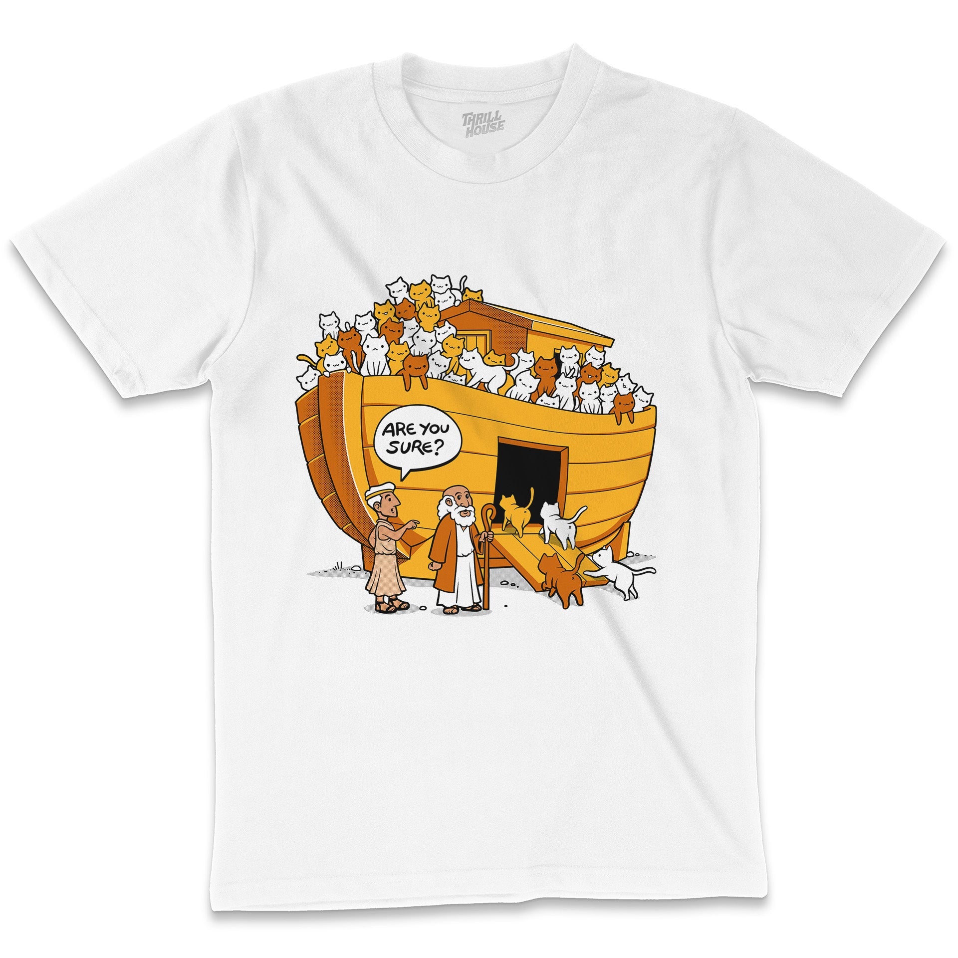 Noah's Ark Cat Funny Animal Biblical Bible Religion Cats Kitten Pet Cotton T-Shirt