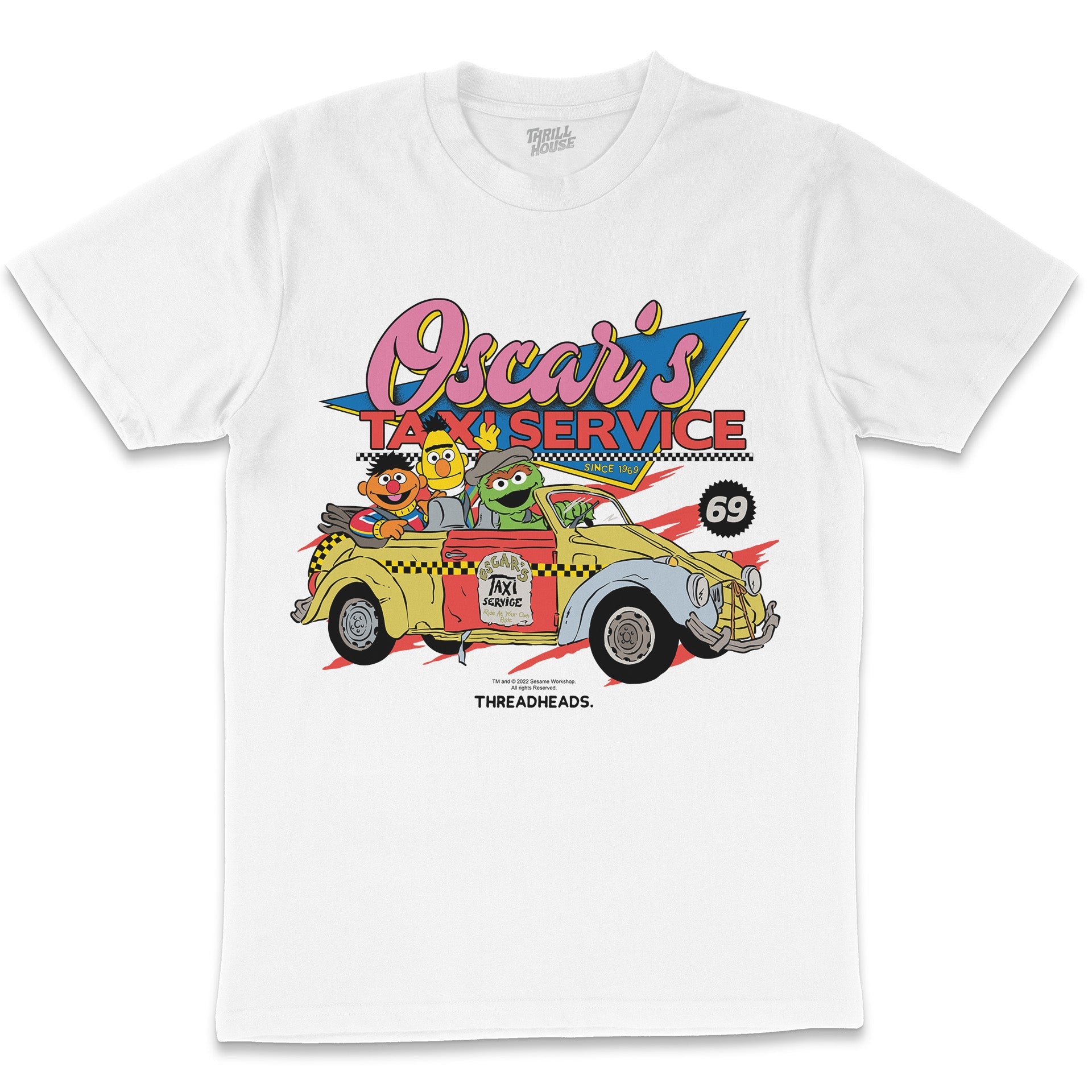 Sesame Street Oscar's Taxi Service Classic Retro Vintage Educational Puppet TV Program Officially Licensed T-Shirt