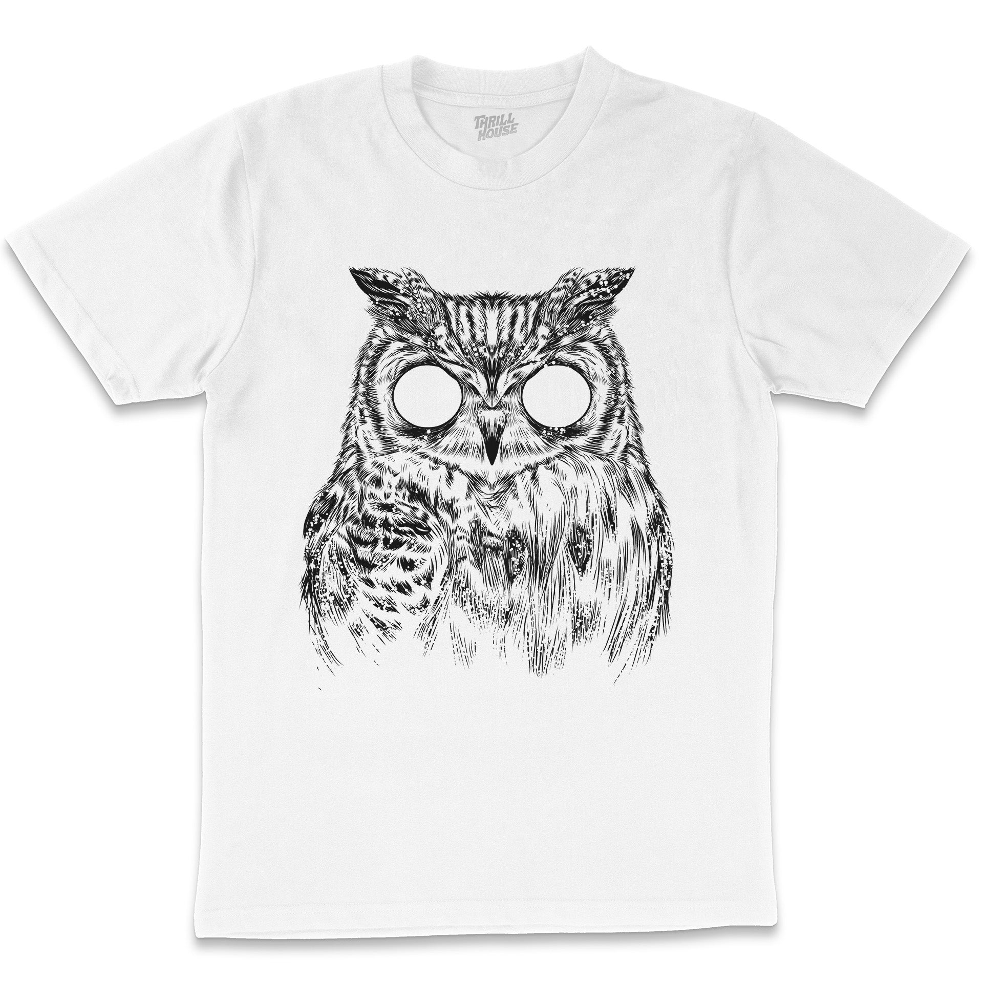 Owltical Illusion Owl Animal Cool Artsy Cotton T-Shirt