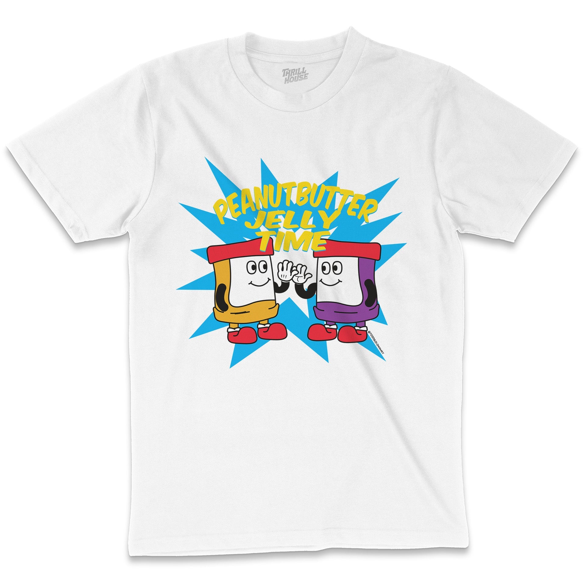 PBJ Time Peanut Butter Jelly Jam Sandwich Funny Food Slogan Cotton T-Shirt