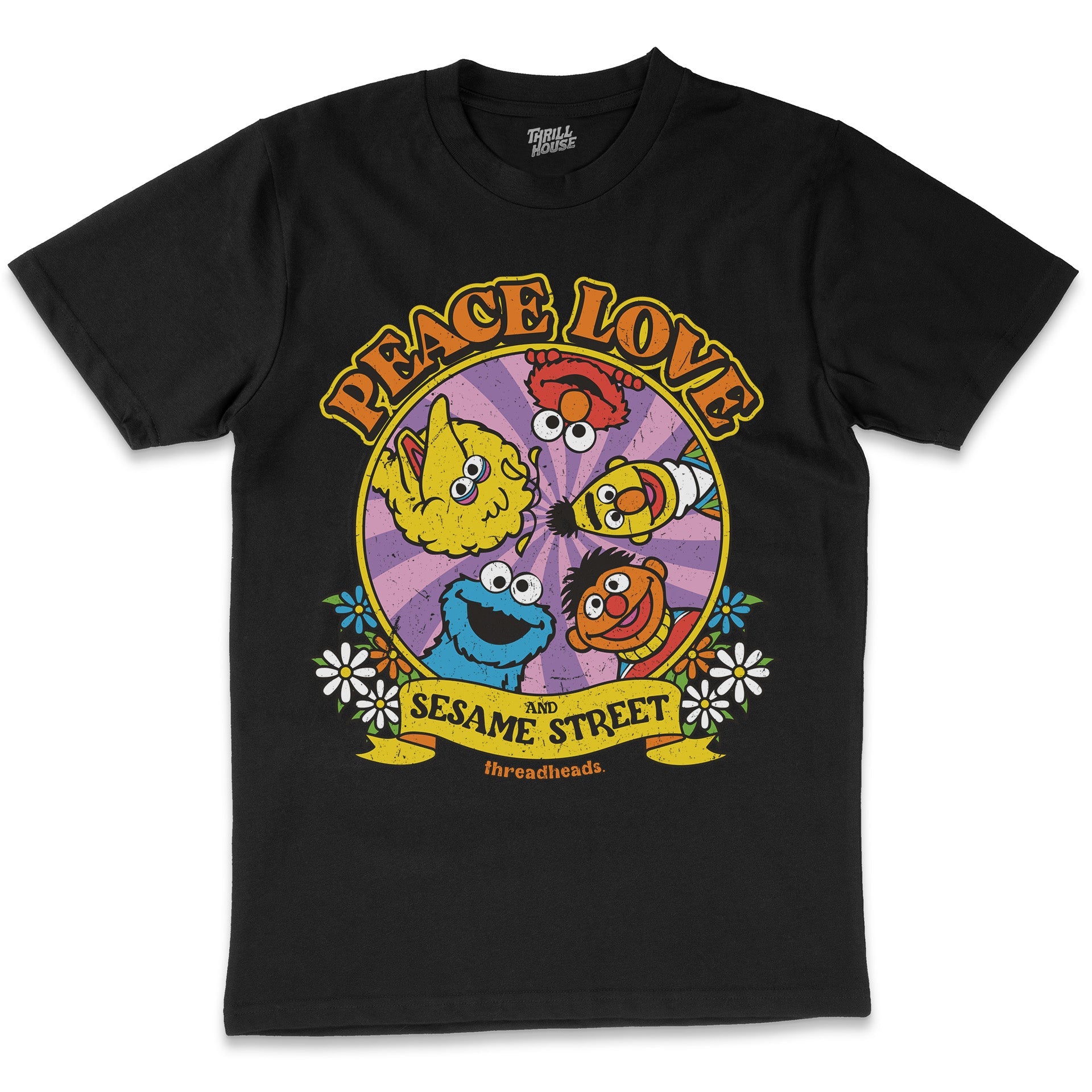 Peace Love And Sesame Street Classic Retro Vintage Educational Puppet TV Program Officially Licensed T-Shirt
