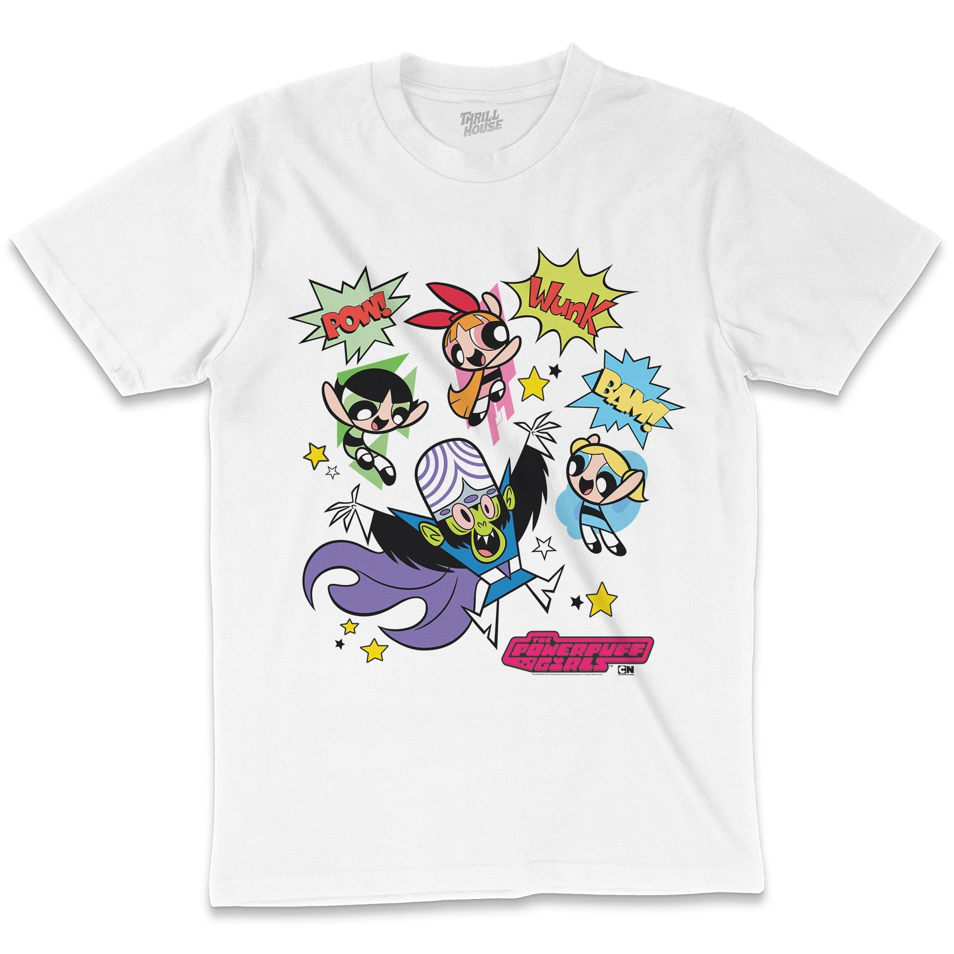 Powerpuff Girls Pow 90s Superhero Cartoon Animation Series Officially Licensed Cotton T-Shirt