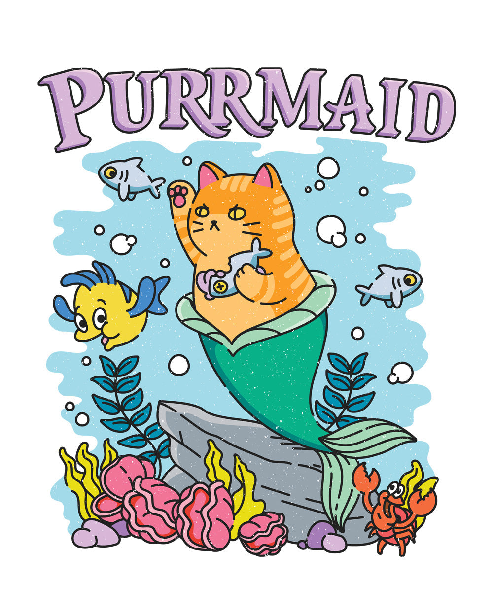 Purrmaid Funny Mermaid Cute Cat Kitten Ocean Cotton T-Shirt