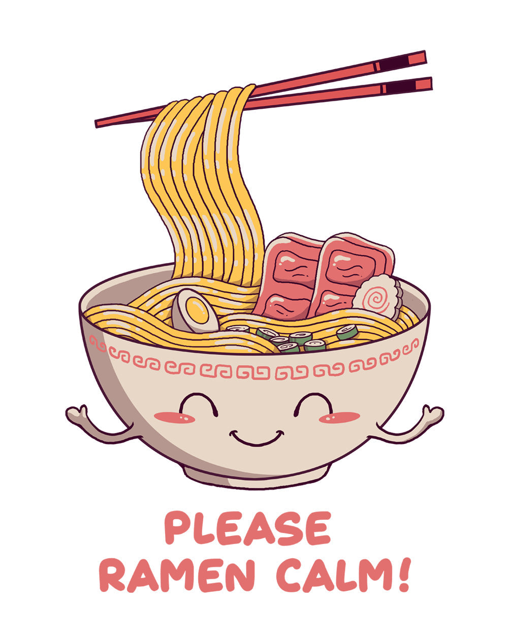 Ramen Calm Japanese Noodles Soup Foodie Cotton Chopsticks Artsy Cotton T-Shirt