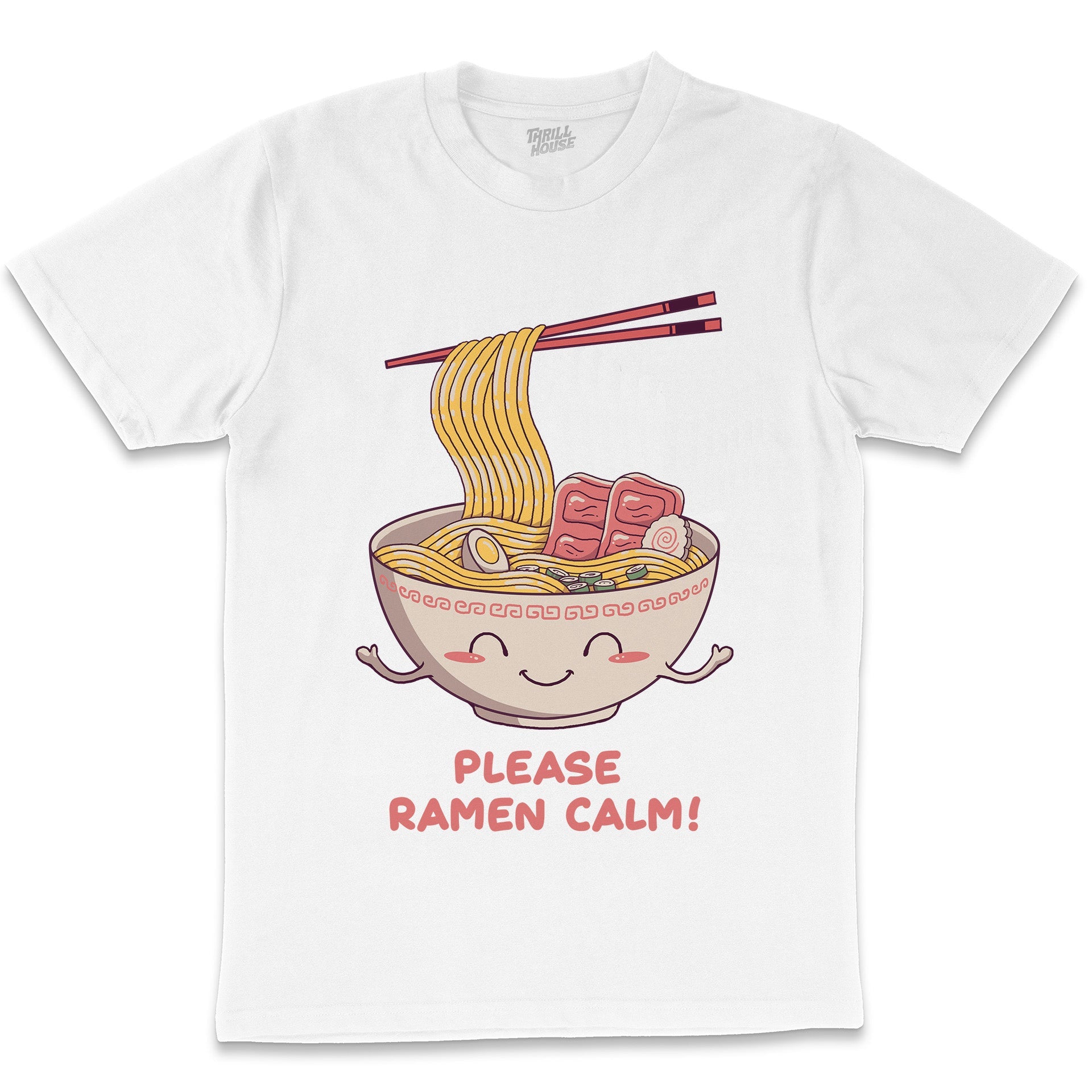 Ramen Calm Japanese Noodles Soup Foodie Cotton Chopsticks Artsy Cotton T-Shirt