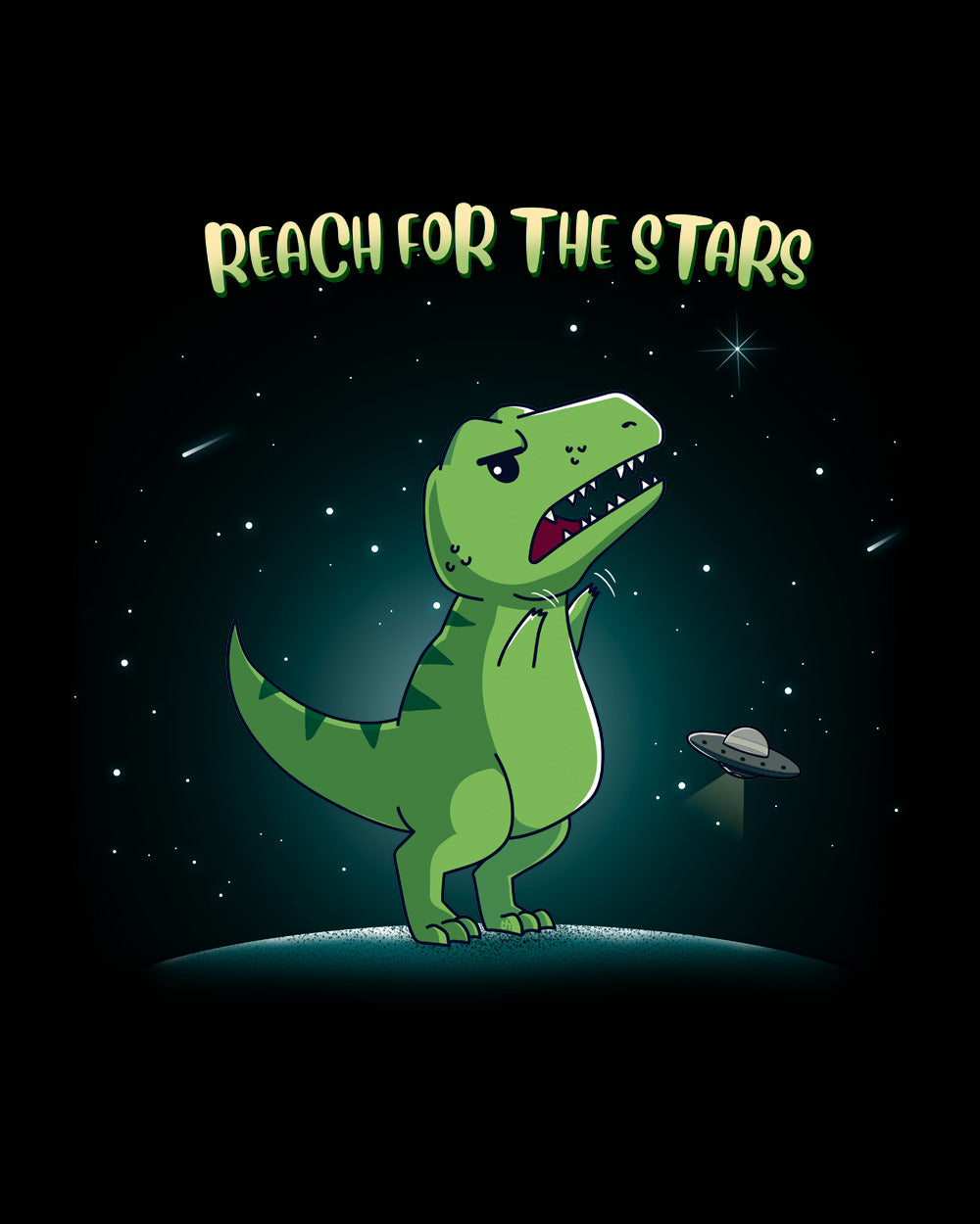 Reach for the Stars Dinosaur Funny T-Rex Retro Vintage Cotton T-Shirt