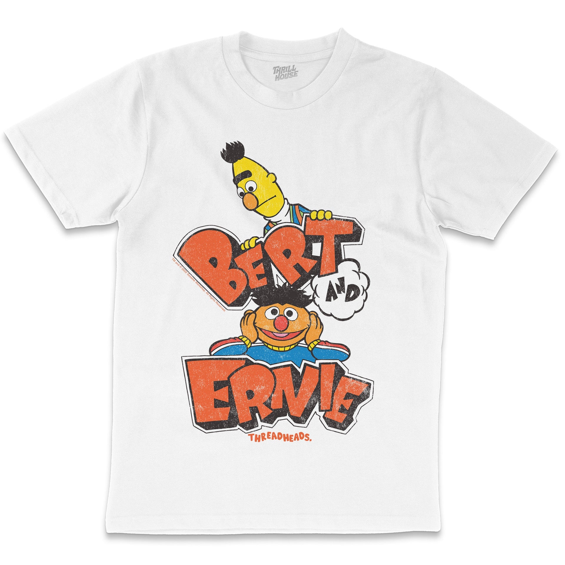 Sesame Street Retro Bert And Ernie Classic Vintage Educational Puppet TV Program Officially Licensed T-Shirt