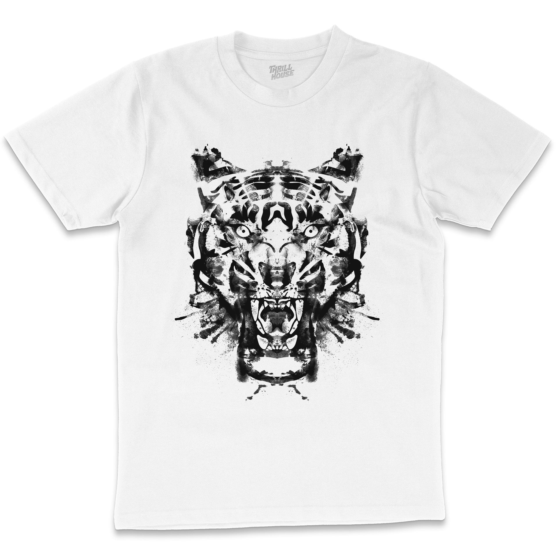 Roarschach Artsy Lion Animal Pattern Artistic Painting Sketch Cotton T-Shirt