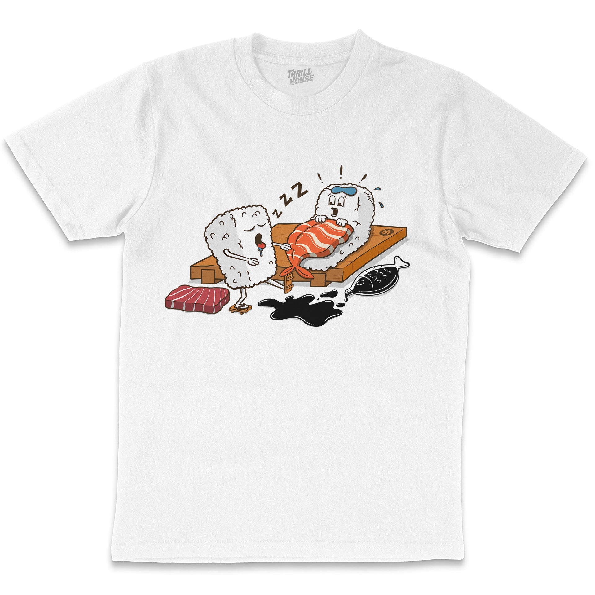 Sleepwalking Sushi Funny Japan Japanese Foodie Cotton T-Shirt