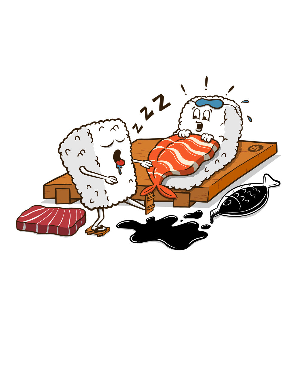 Sleepwalking Sushi Funny Japan Japanese Foodie Cotton T-Shirt