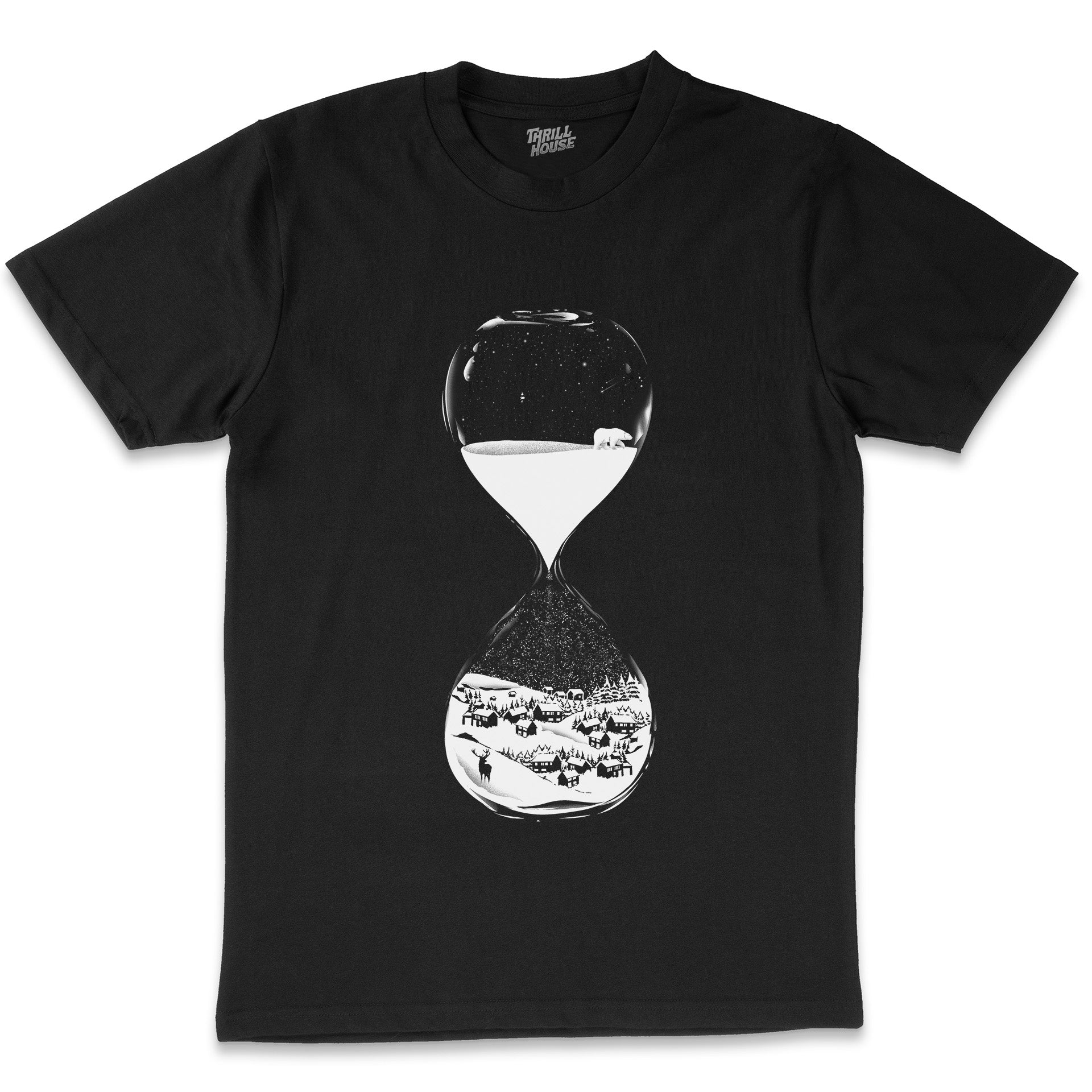 Snow Hours Hourglass Time Artsy Sand Bear Polar Cotton T-Shirt