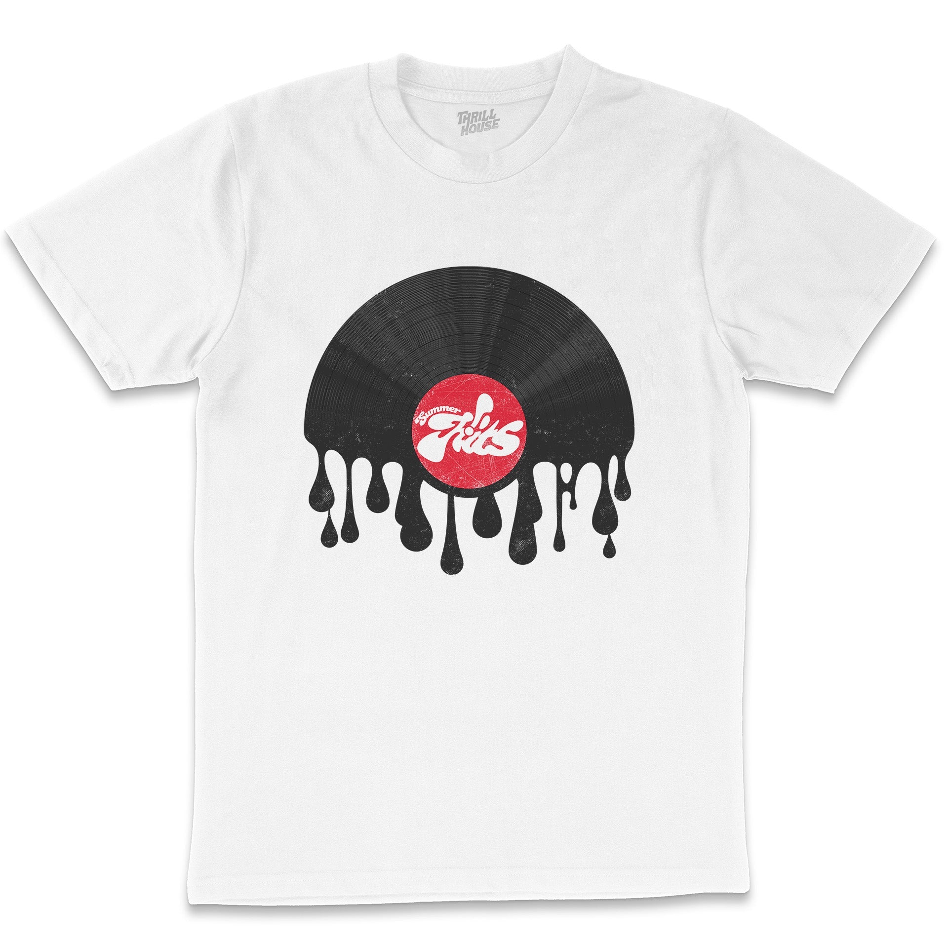 Summer Hits Dripping Record Retro Vintage Vinyl Music Turntable Cotton T-Shirt