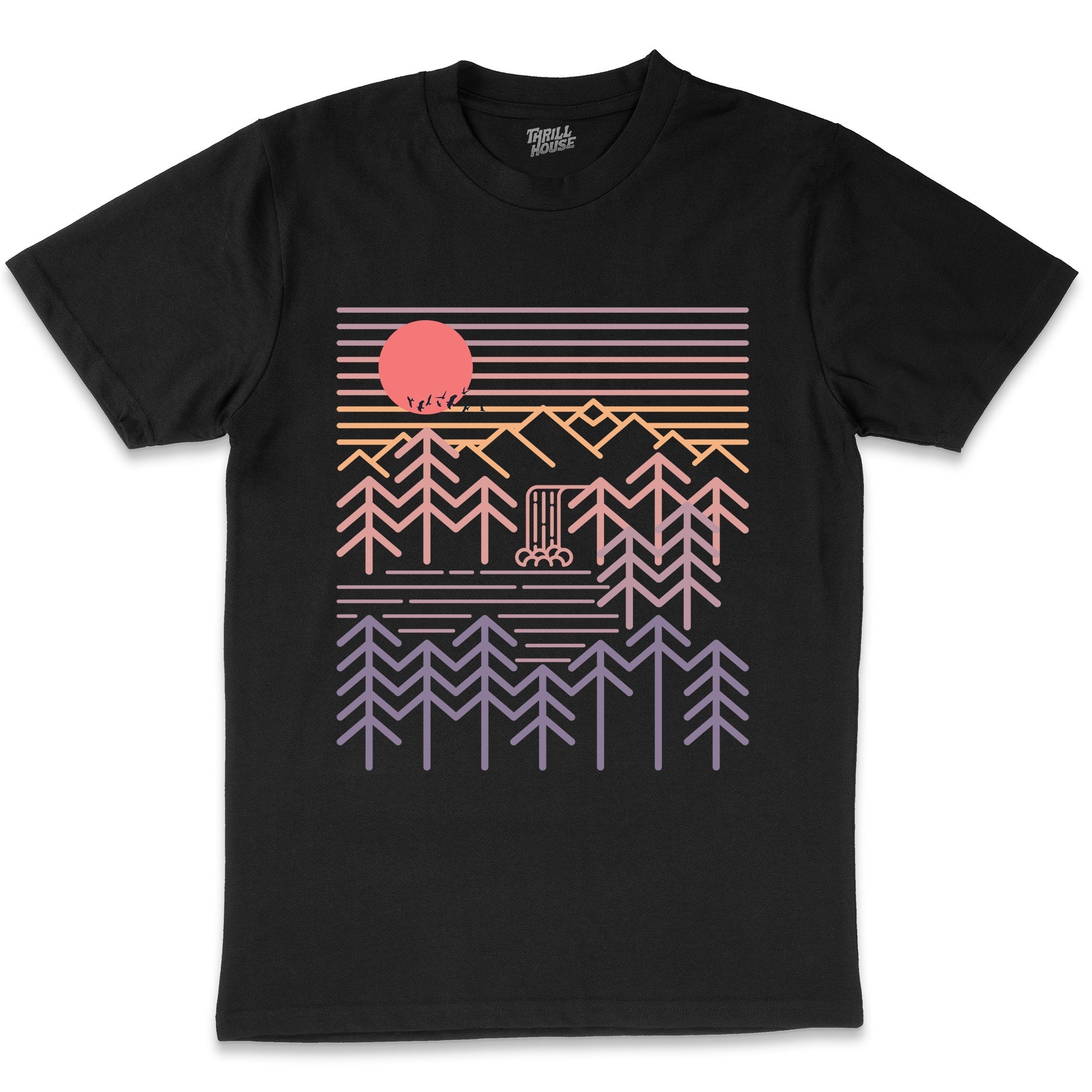 Sunset Valley Outdoors Camping Fishing Wildlife Wilderness Hiking Artsy Artistic Cotton T-Shirt