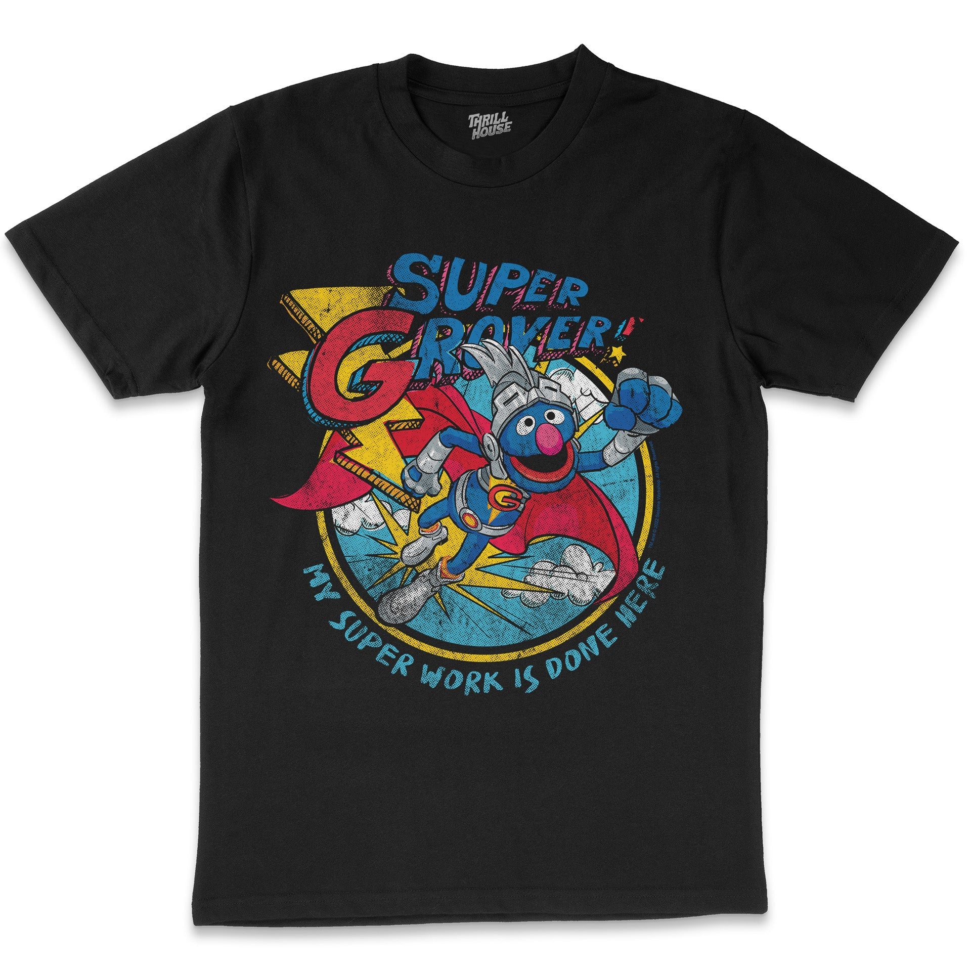 Sesame Street Super Grover Vintage Classic Retro Vintage Educational Puppet TV Program Officially Licensed T-Shirt