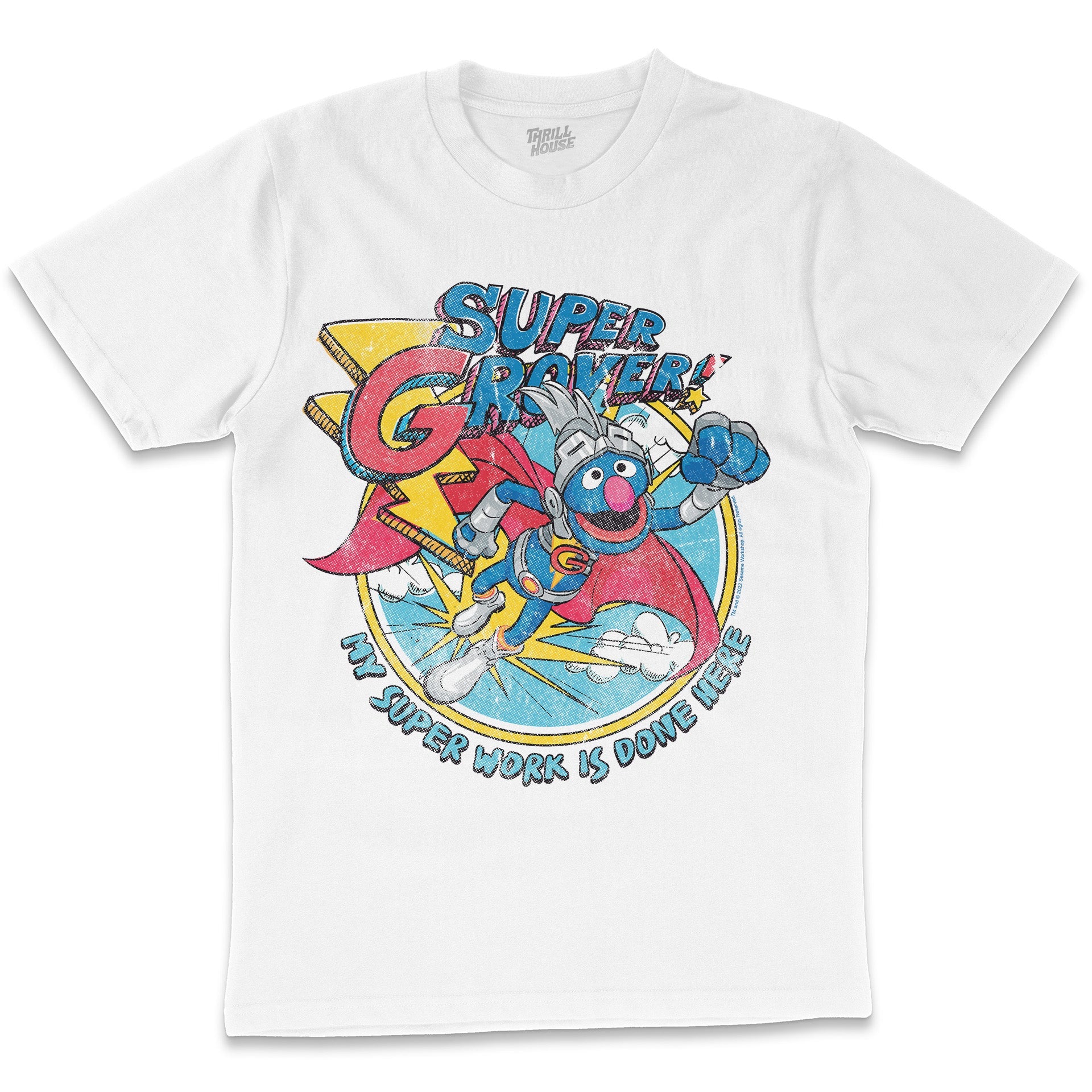 Sesame Street Super Grover Vintage Classic Retro Vintage Educational Puppet TV Program Officially Licensed T-Shirt