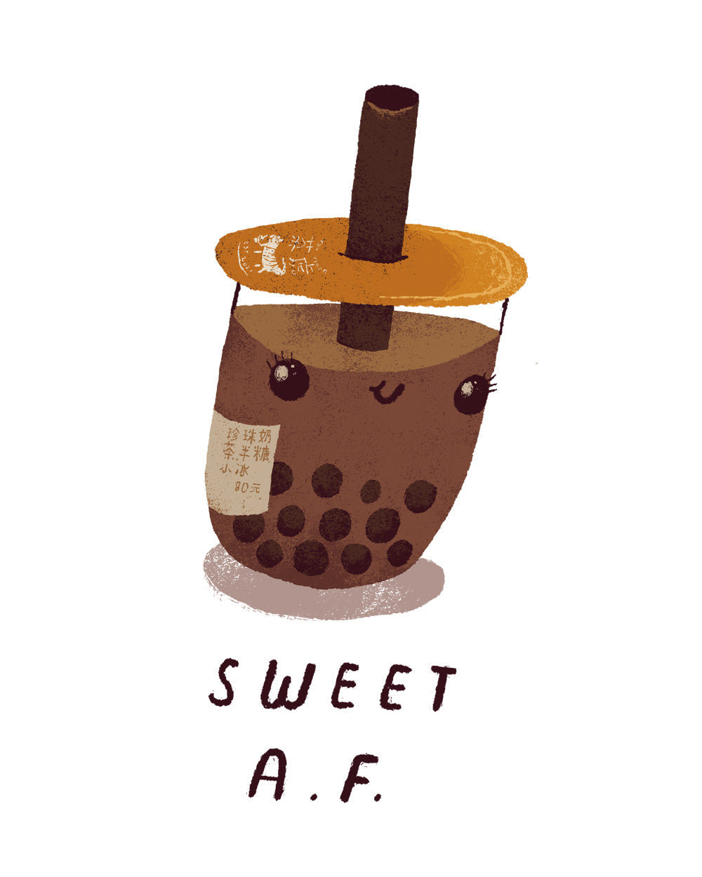 Sweet AF Funny Rude Bubble Tea Boba Pearl Drink Cute Illustration Cotton T-Shirt