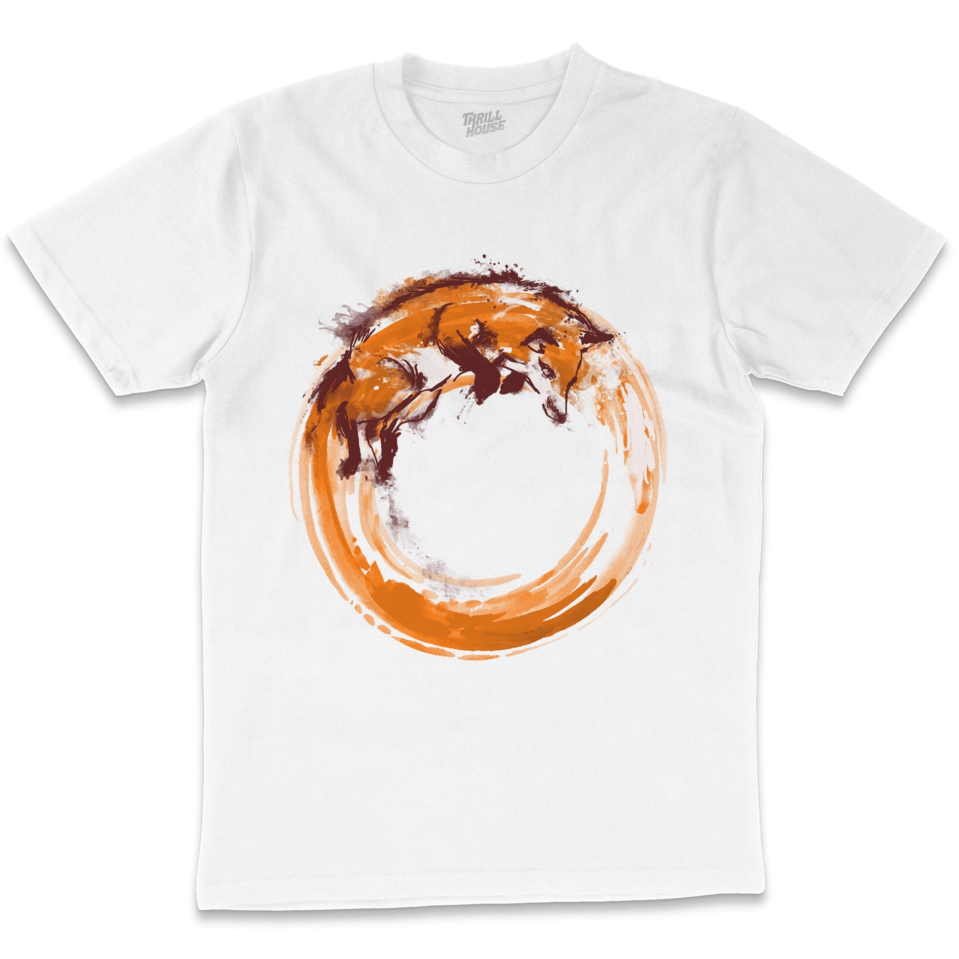 Tango Fox Stroke Circle Artsy Brush Stroke Animal Cute Artistic Cotton T-Shirt