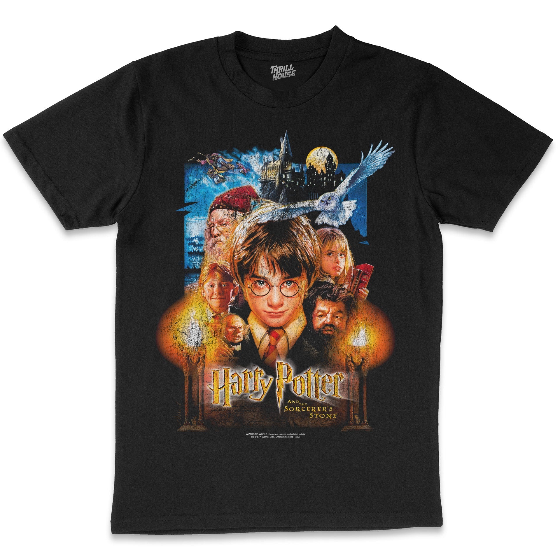 Harry Potter The Philosopher's Stone Poster Hogwarts Witchcraft Wizardry School Officially Licensed Cotton T-Shirt