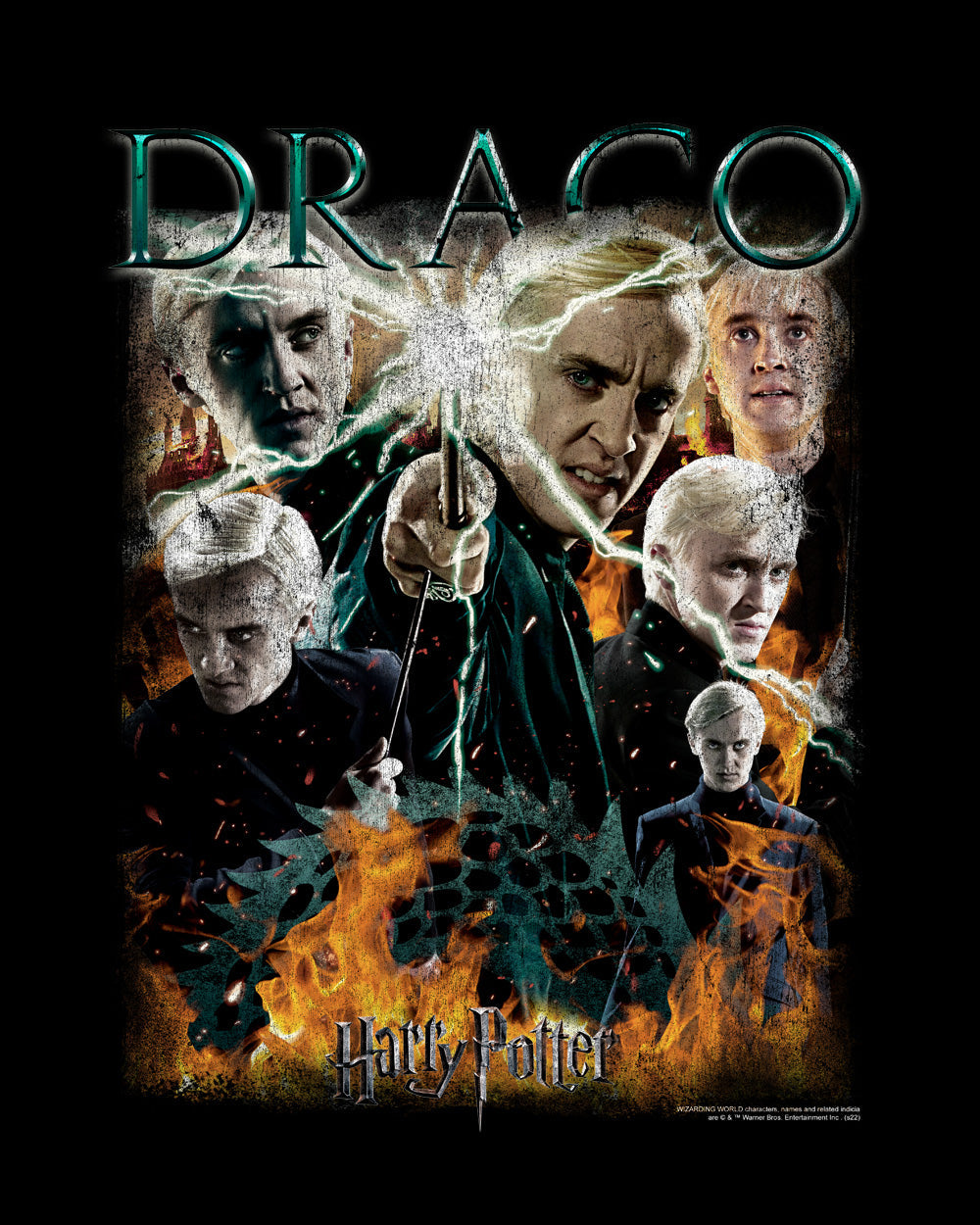 Harry Potter Draco Malfoy Vintage Wizard World Slytherin Voldemort Officially Licensed Cotton T-Shirt