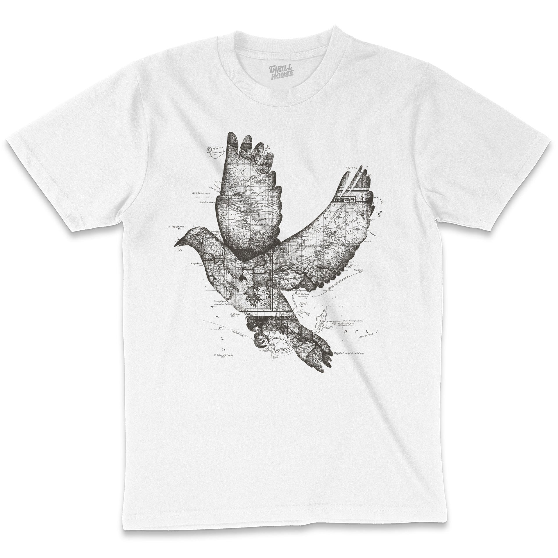 Artsy Wanderlust Bird Adventure Nature Camping Bird Watching Flight Outdoors Cotton T-Shirt