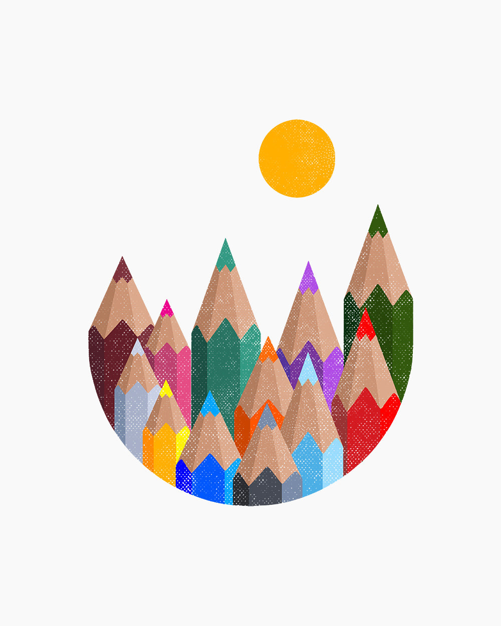 12 Colour Mountains Couloured Pencils Artistic Artsy Cotton Fun Cool T-Shirt
