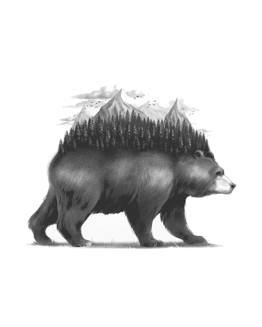 Bear Forest Wild Animal Nature Camping Hiking Woods Arsty Design Cotton T-Shirt