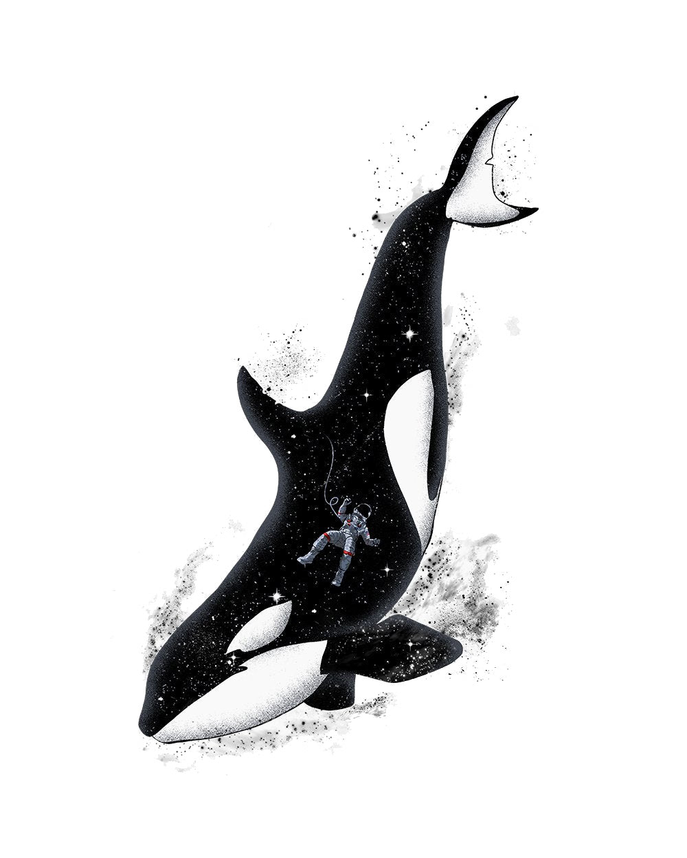 Meanwhile in a Whale Ocean Sea Animal Nature Astronaut Space Parody Artsy Cotton T-Shirt