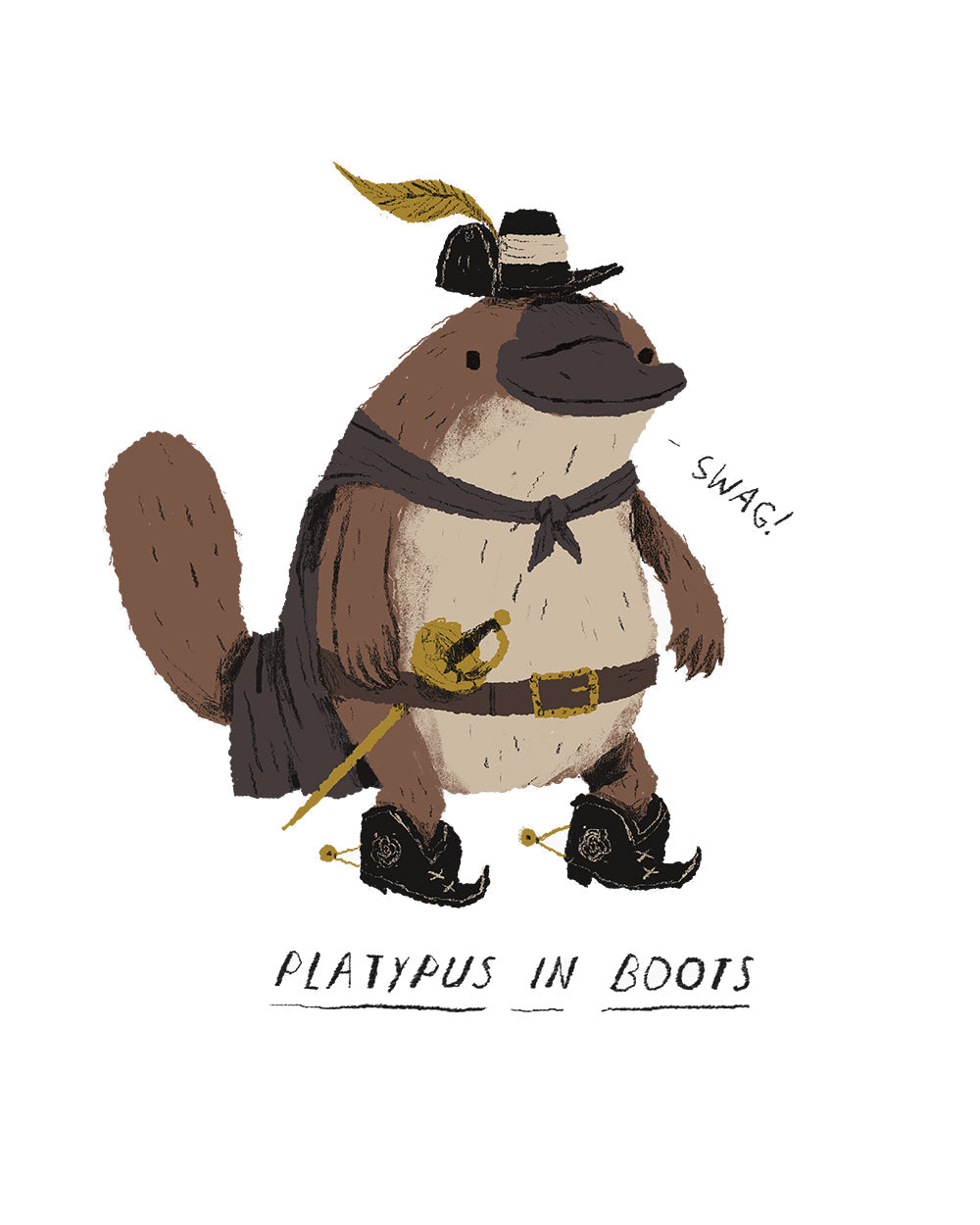 Platypus in Boots Funny Parody Pun Animal Cotton T-Shirt