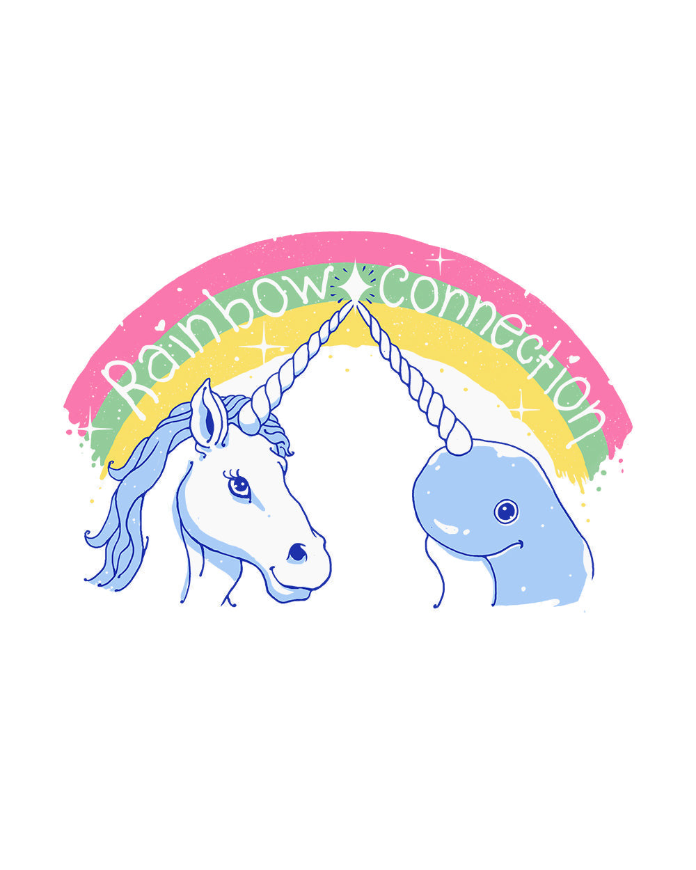 Rainbow Connection Narwhal Unicorn Cute Mythical Animal Cotton T-Shirt