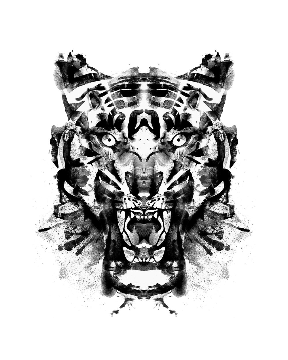 Roarschach Artsy Lion Animal Pattern Artistic Painting Sketch Cotton T-Shirt