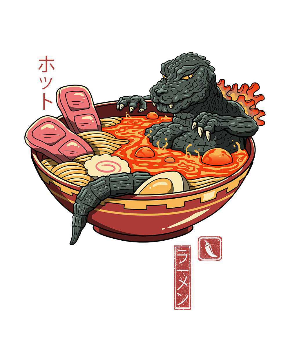 Spicy Lava Ramen King Japanese Japan Noodles Soup Foodie Artsy Kaiju Cotton T-Shirt