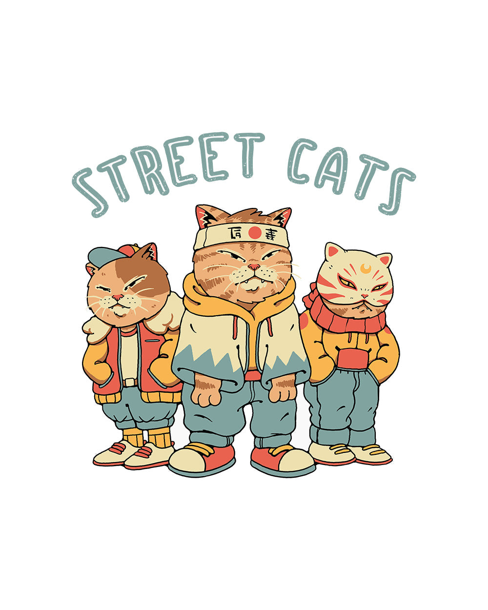 Street Cats Japan Japanese Funny Cat Kitten Gang Animal Cute Cotton T-Shirt
