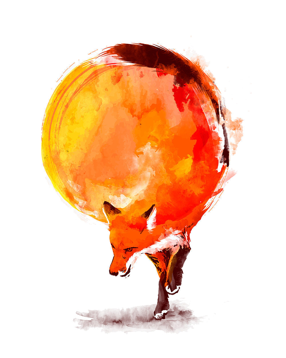 Sun Fox Animal Wildlife Solar Animal Artsy Cotton T-Shirt