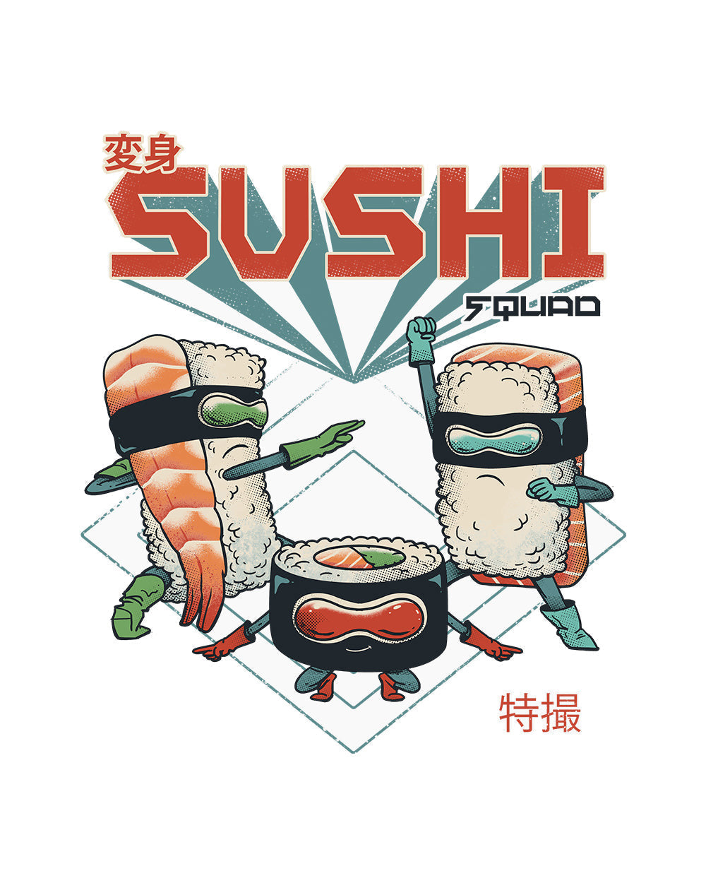 Sushi Squad Japanese Japan Food Samurai Funny Foodie Warriors Cotton T-Shirt
