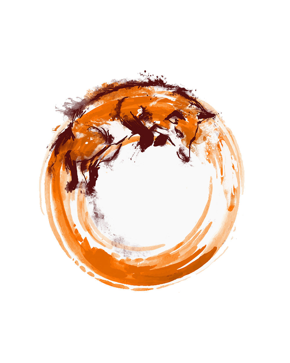 Tango Fox Stroke Circle Artsy Brush Stroke Animal Cute Artistic Cotton T-Shirt