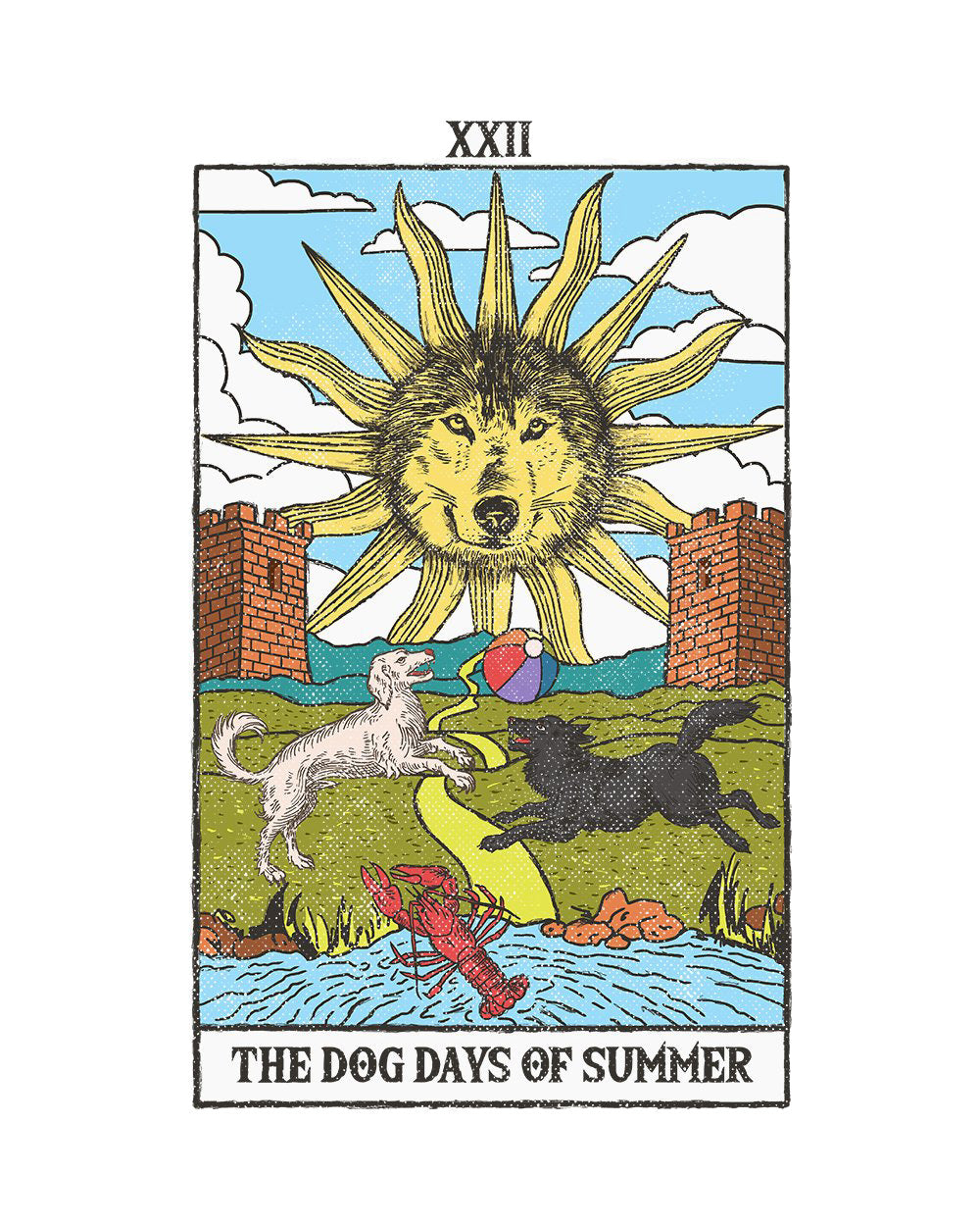 The Dog Days of Summer Artistic Artsy Tarot Card Parody Sun Esoteric Spiritual Cotton T-Shirt