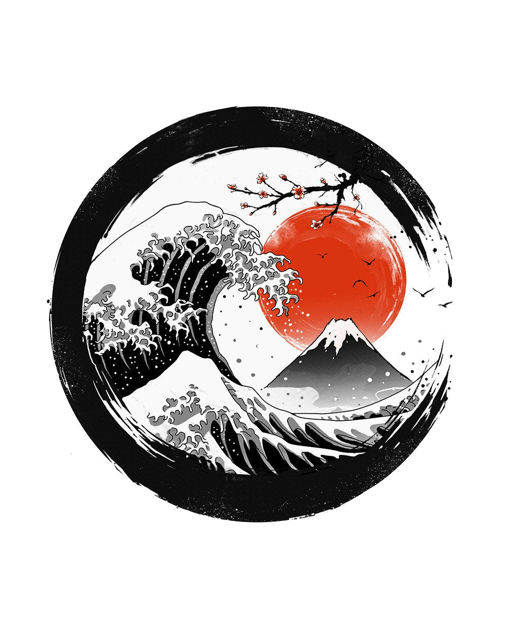 The Great Wave Of Kanagawa Inspired Sumi Wave Retro Artsy Japanese Inspired Cotton T-Shirt