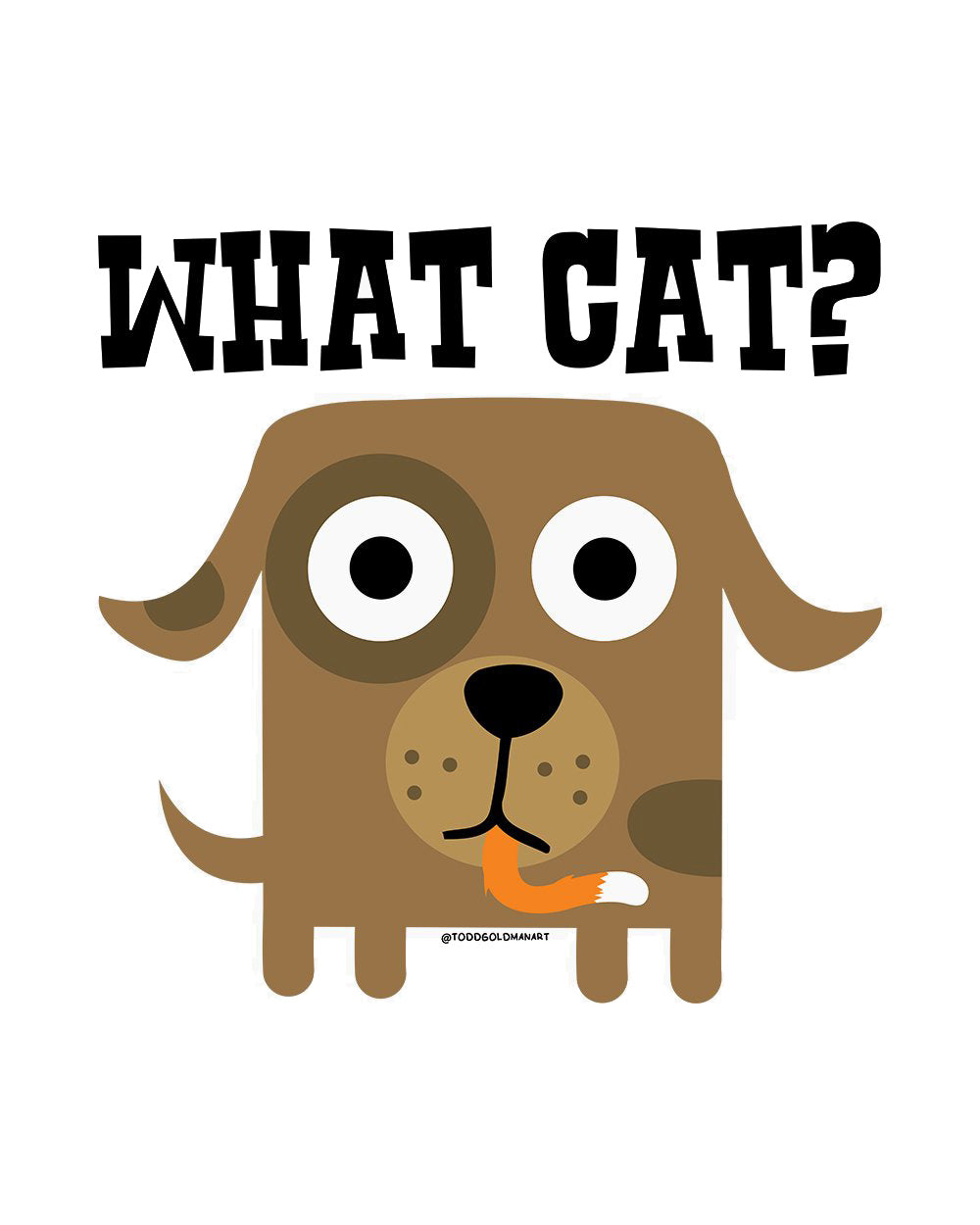 What Cat Funny Dog Eat Cat Fight Humorous Pet Incident Cartoon Cute Animal Cotton T-Shirt